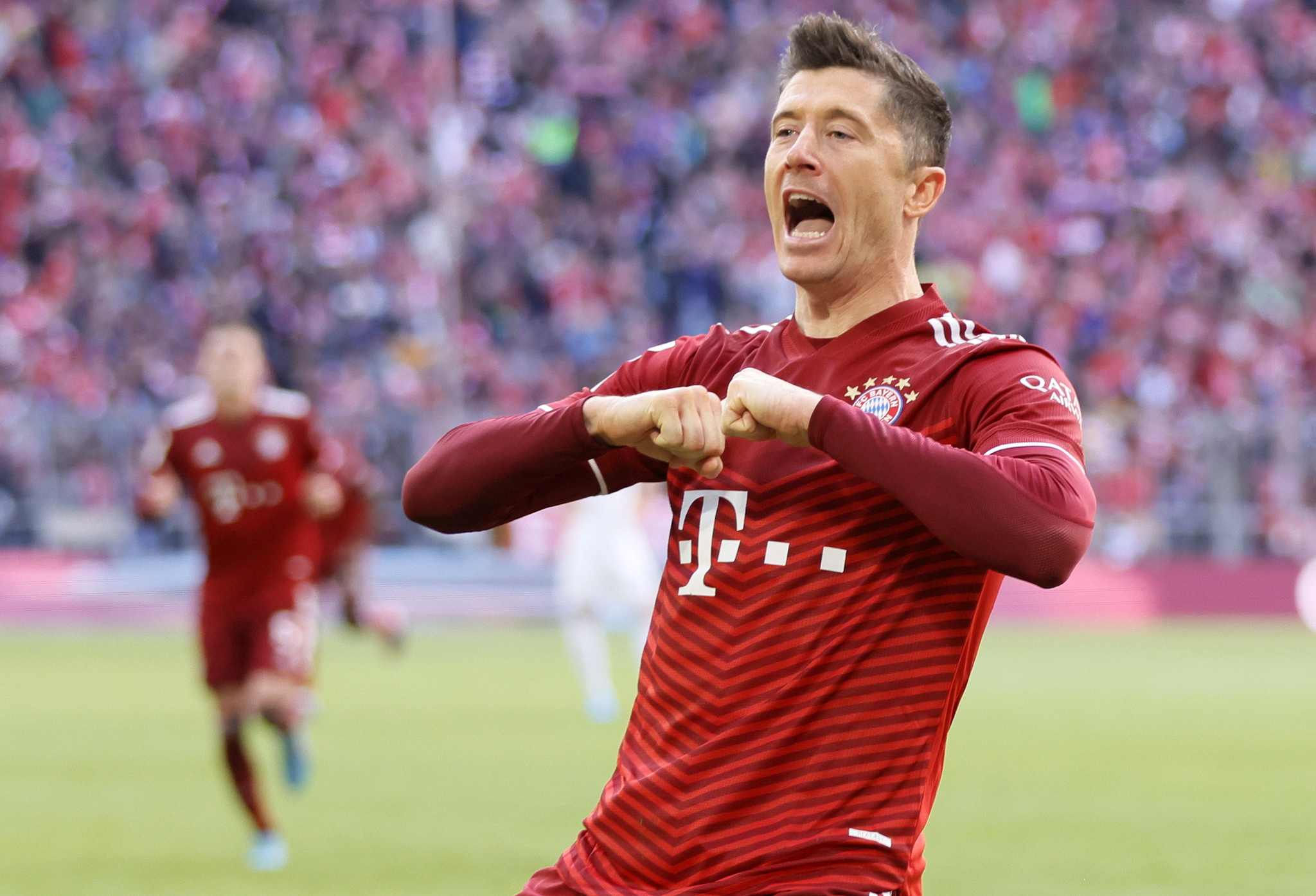 Robert Lewandowski celebra un gol con el Bayern