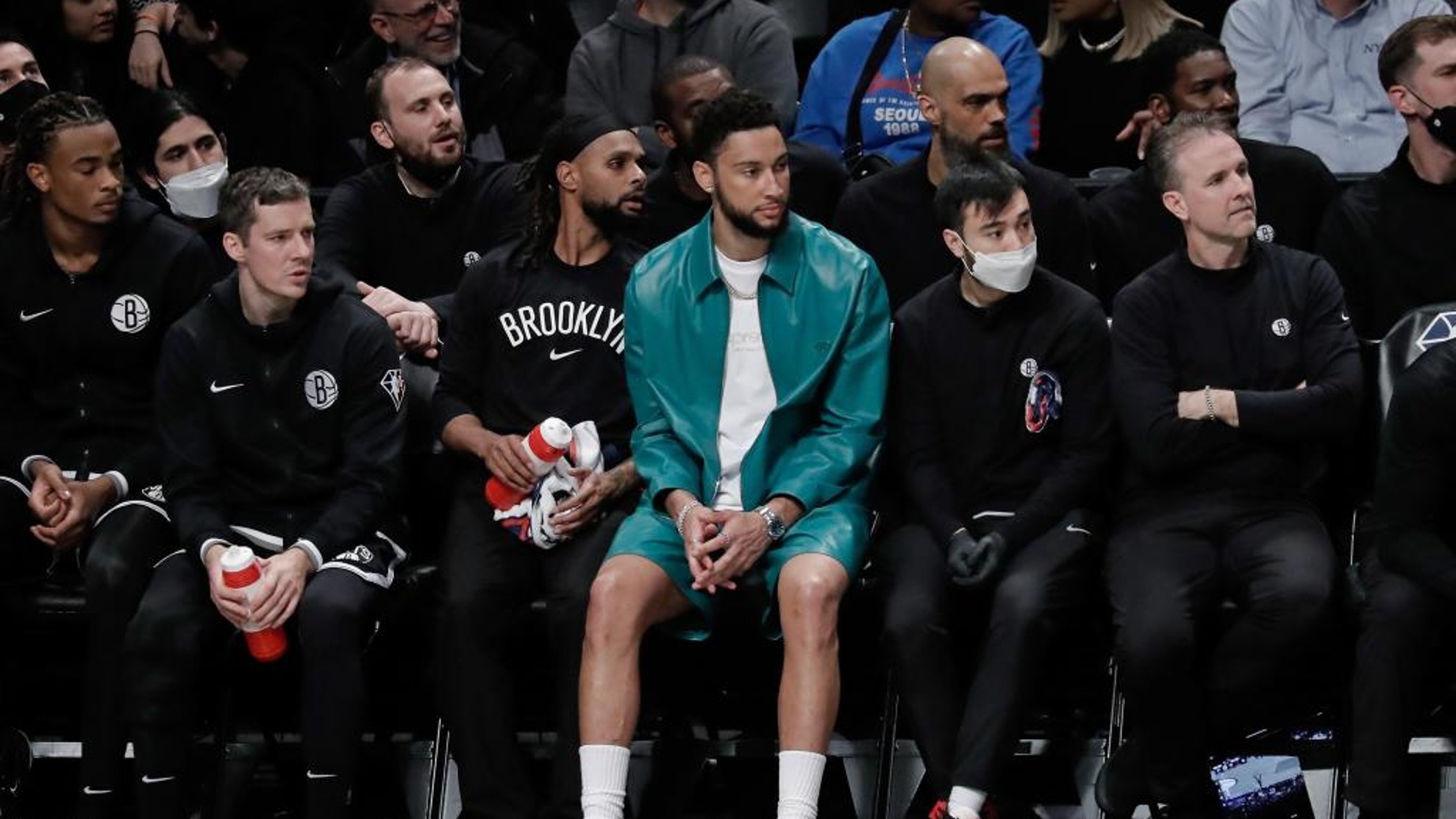 Ben Simmons on the Nets bench