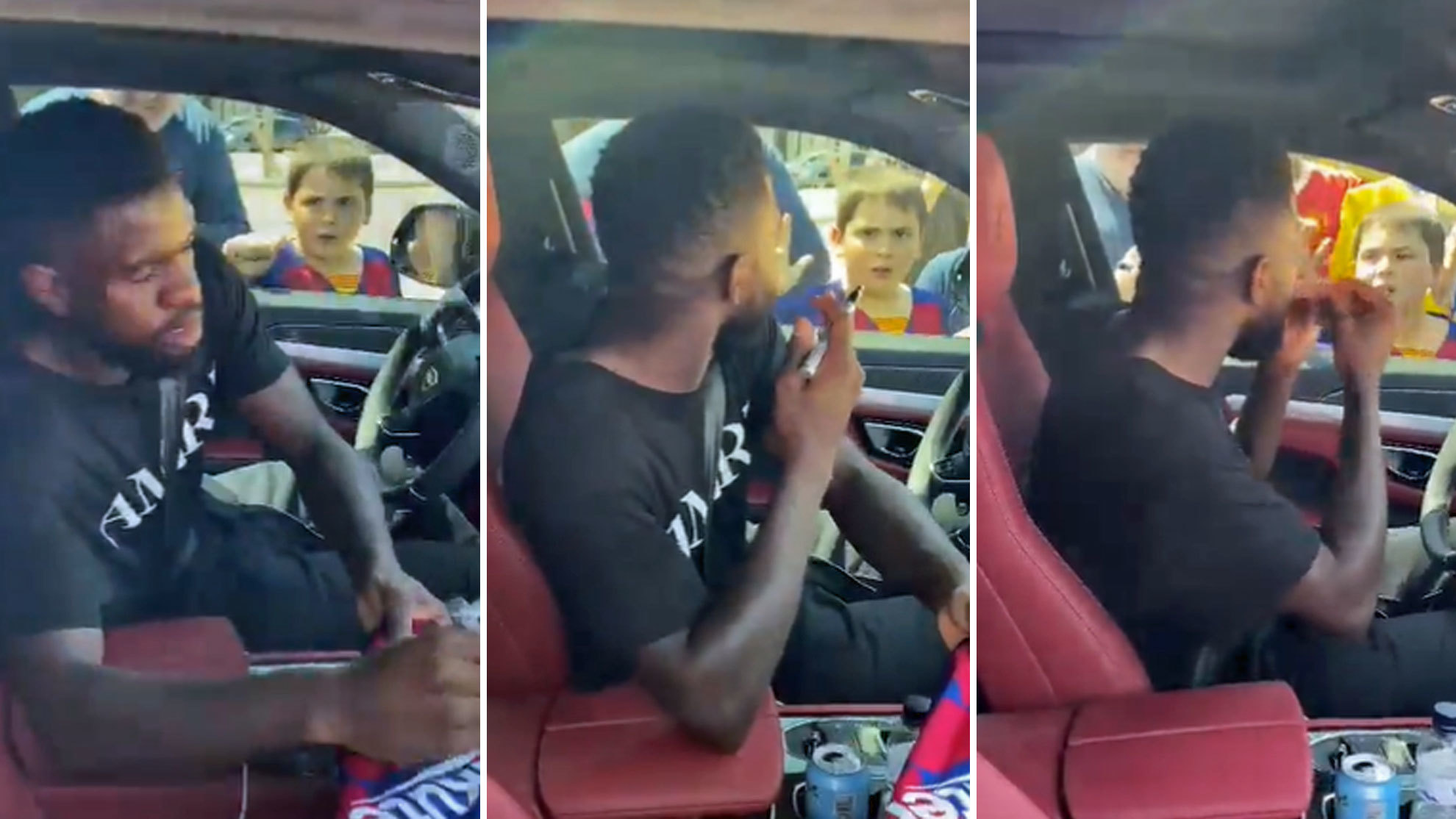 ¿Le faltó paciencia a Umtiti con este niño?: "Ya te veo, no toques el coche"