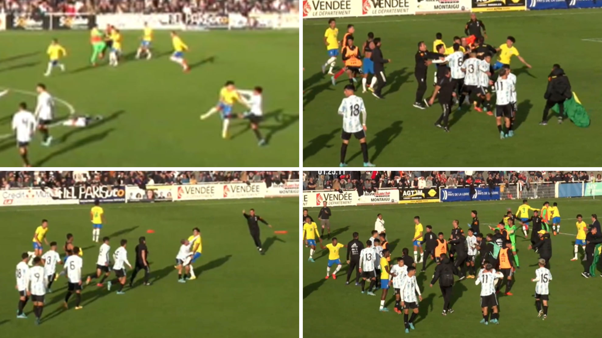 It hurts to see this in an U16 tournament: Huge brawl between Argentina and Brazil