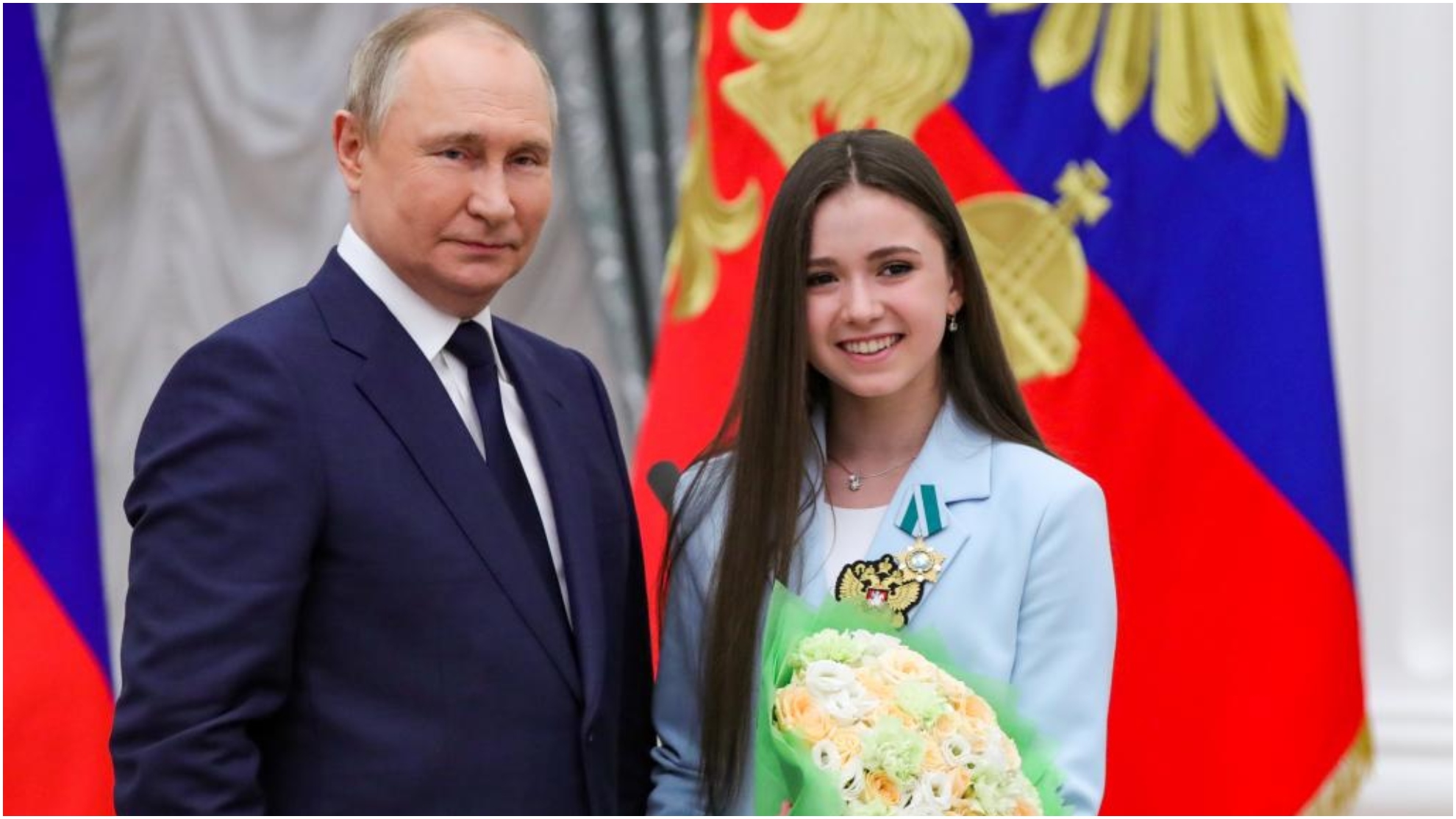 Vladimir Putin con Kamila Valieva.