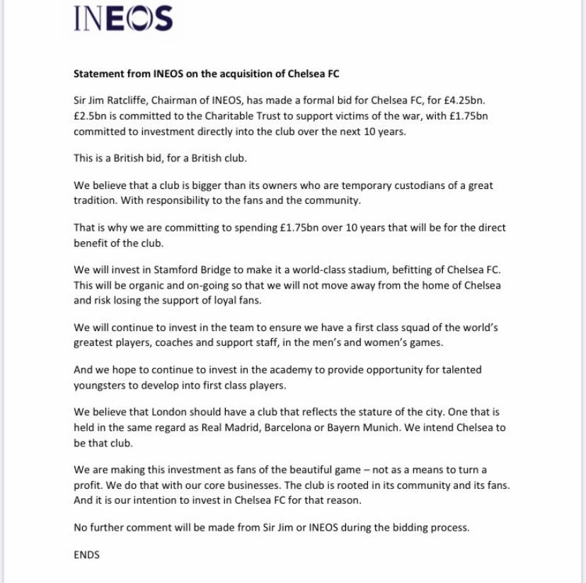 INEOS का आधिकारिक संचार