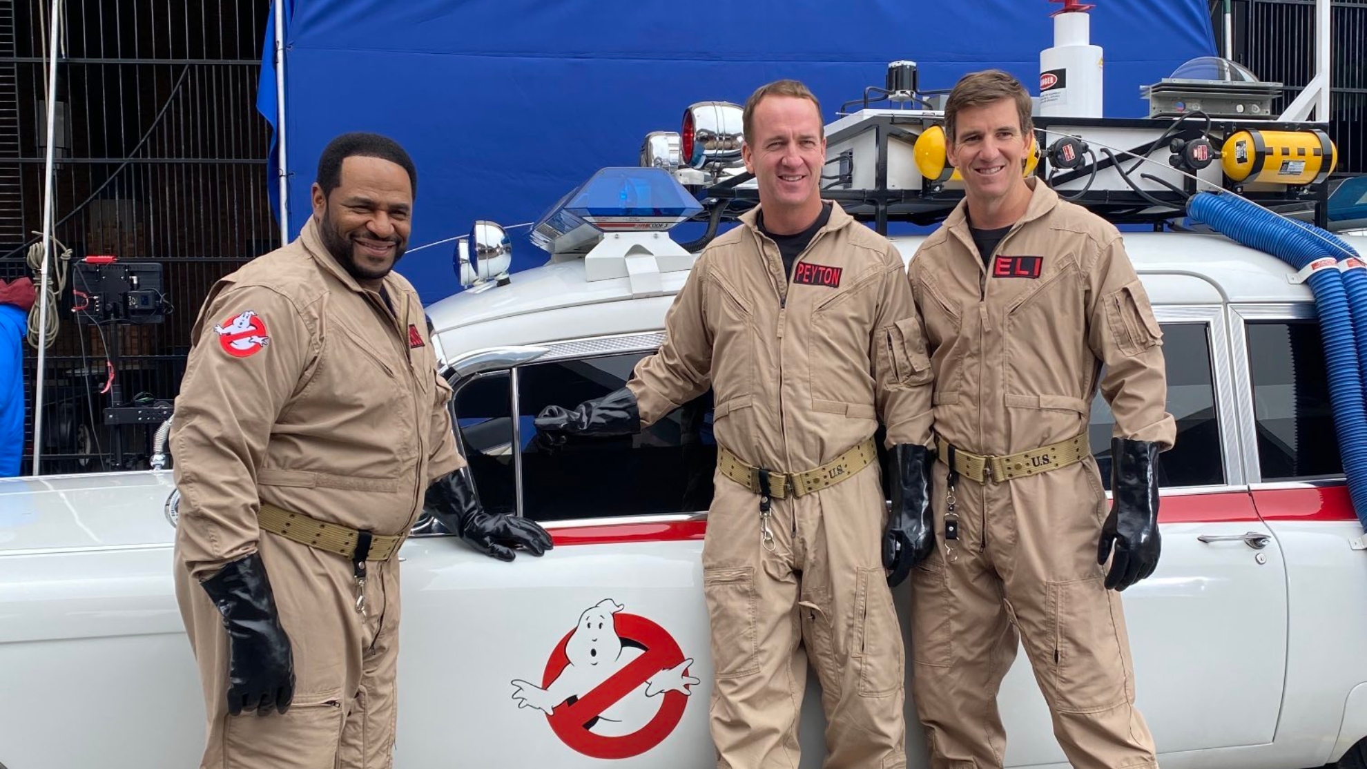 Eli Manning, Peyton Manning and Jerome Bettis...the new Ghostbusters?