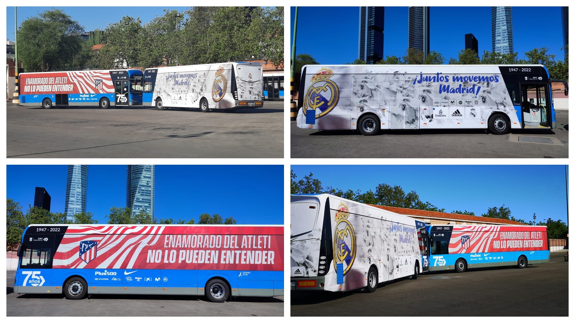 Así son los autobuses de la EMT que llevarán al derbi a los jugadores de Atlético y Real Madrid: todos los detalles