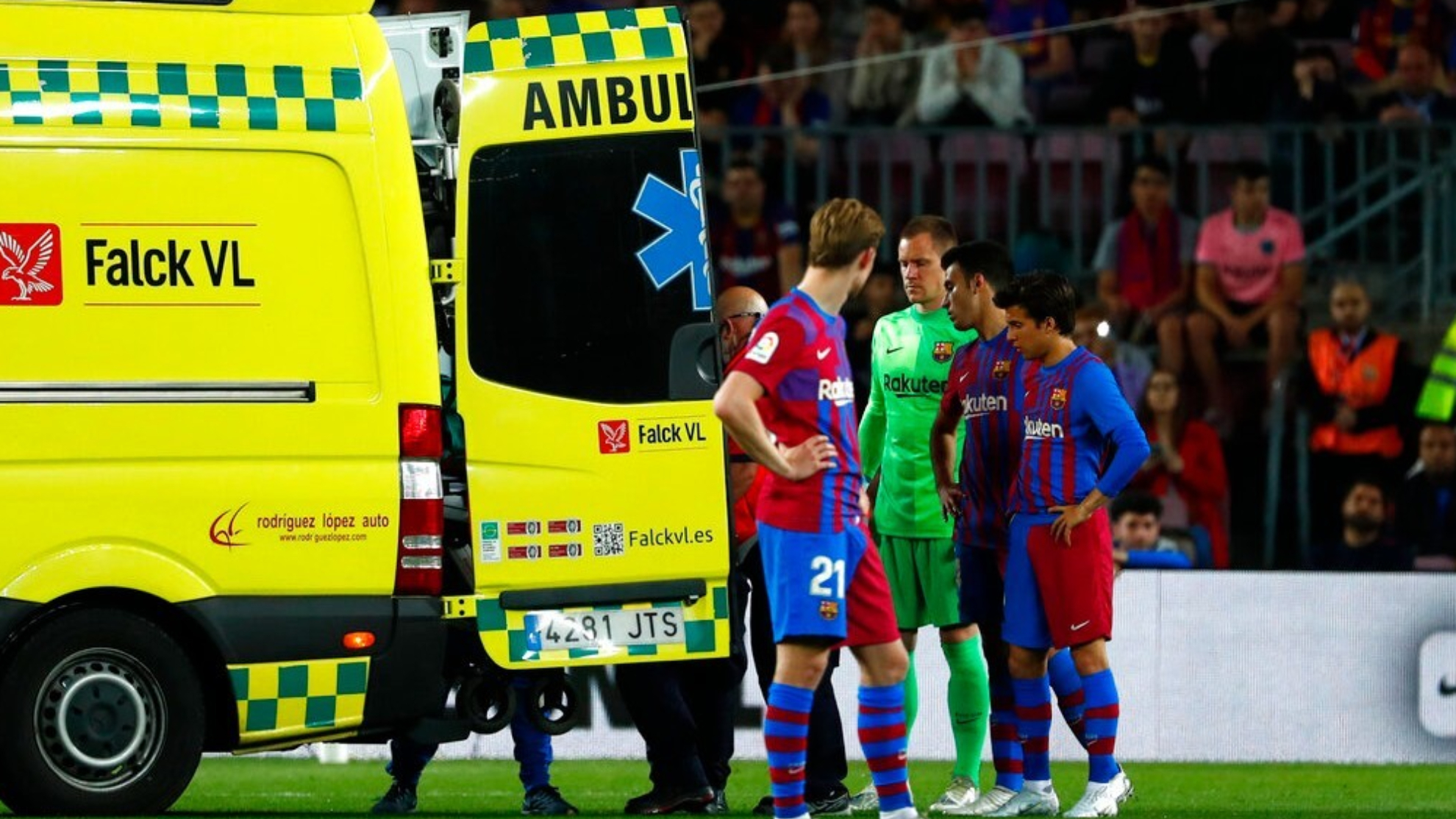 Araujo spent seven minutes lying on the grass before being taken by ambulance to the hospital.