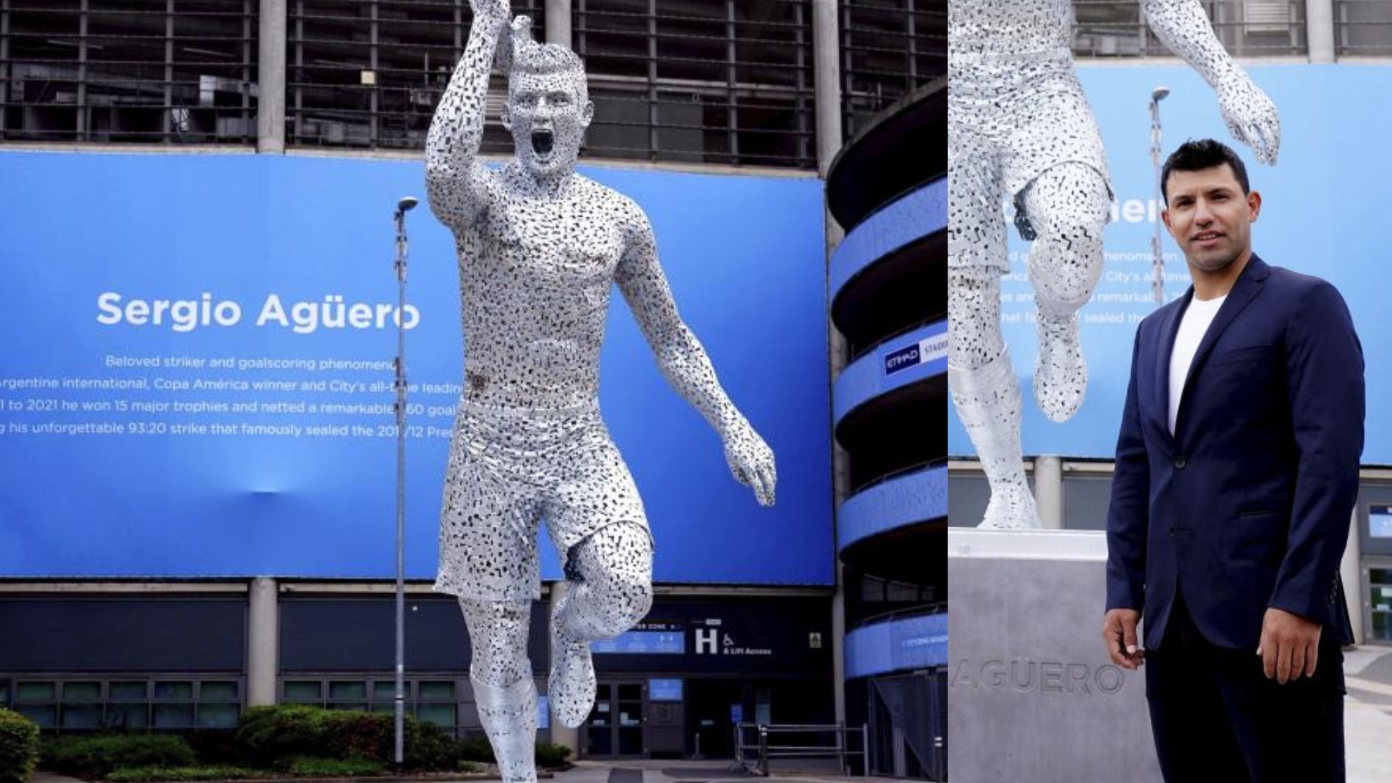 El Manchester City desvela la estatua homenaje a Agüero