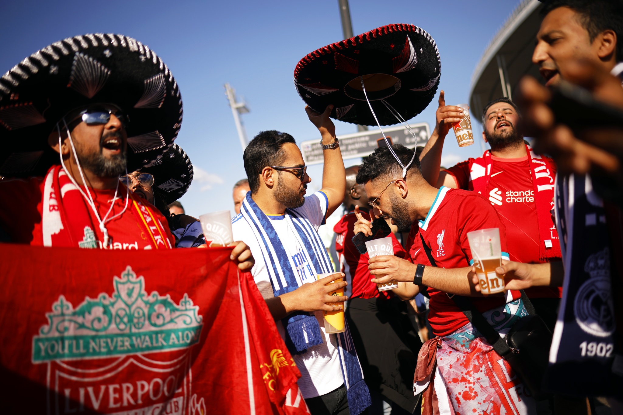  Fans of Real Madrid and Liverpool arrive for the Champions League final 