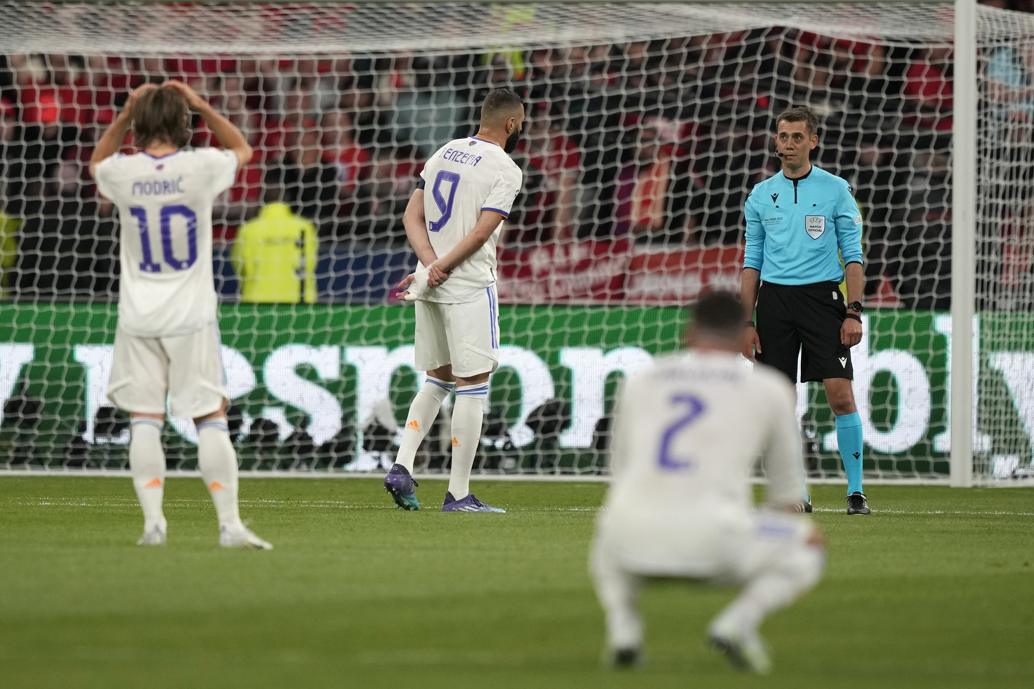 Real Madrid's Karim Benzema waits for a VAR decision 
