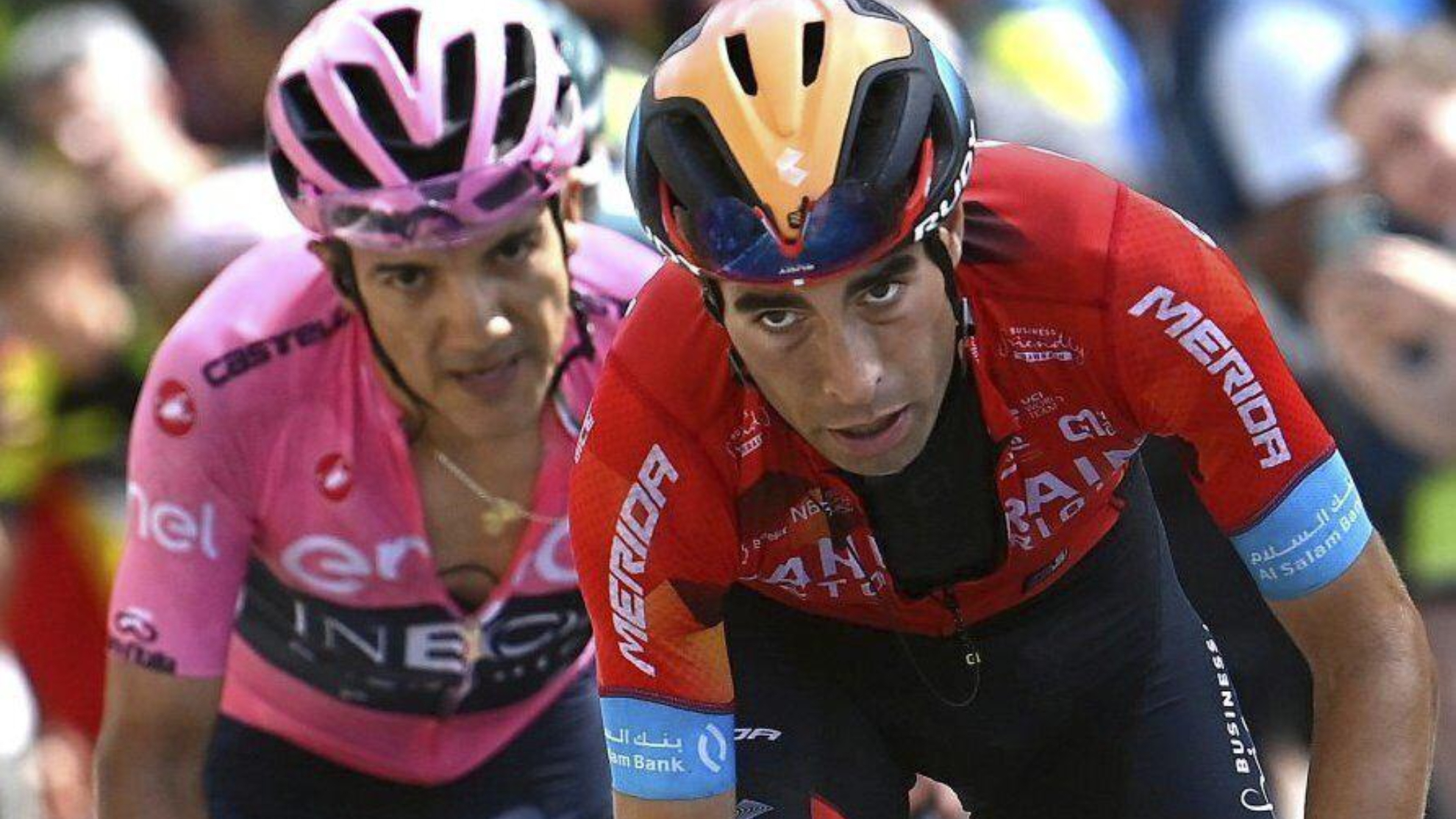 Carapaz y Landa, durante una etapa del Giro.