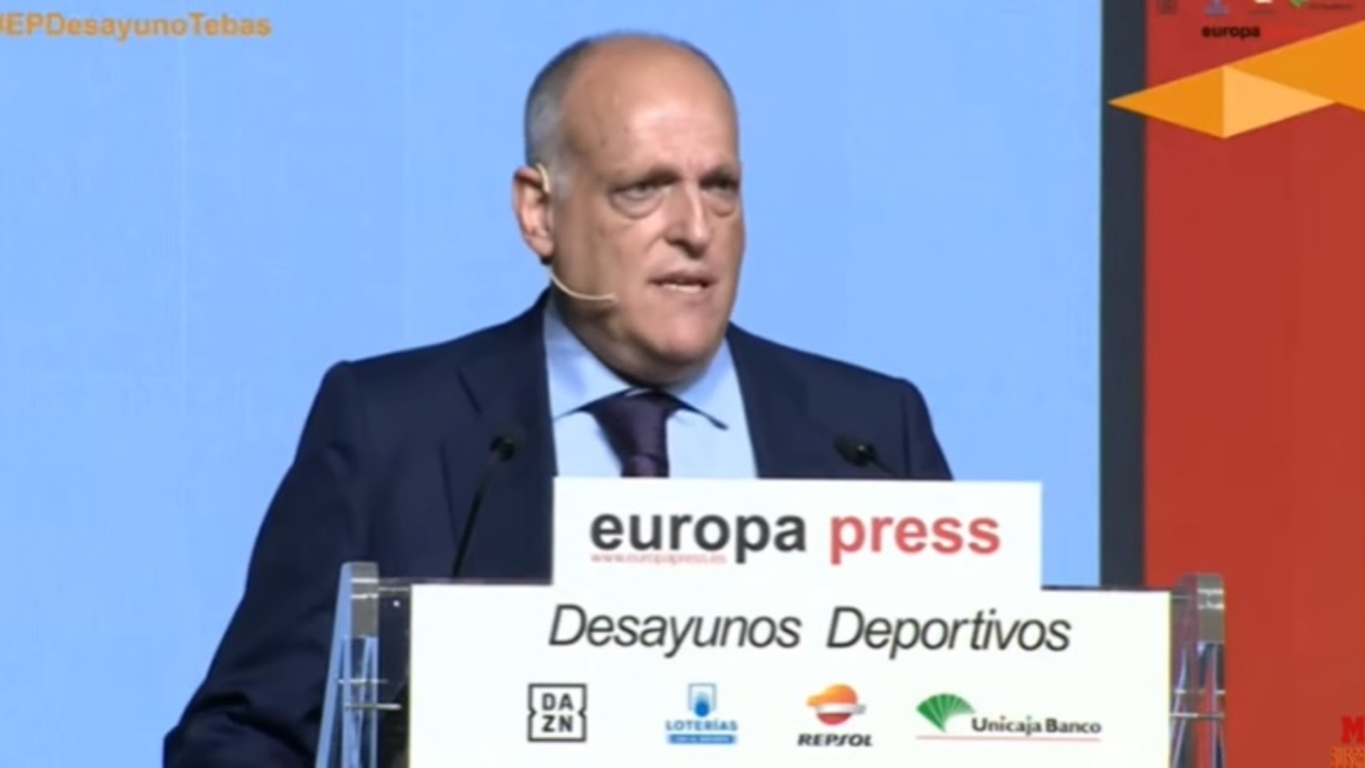 Javier Tebas, en directo en el Desayuno Deportivo de Europa Press