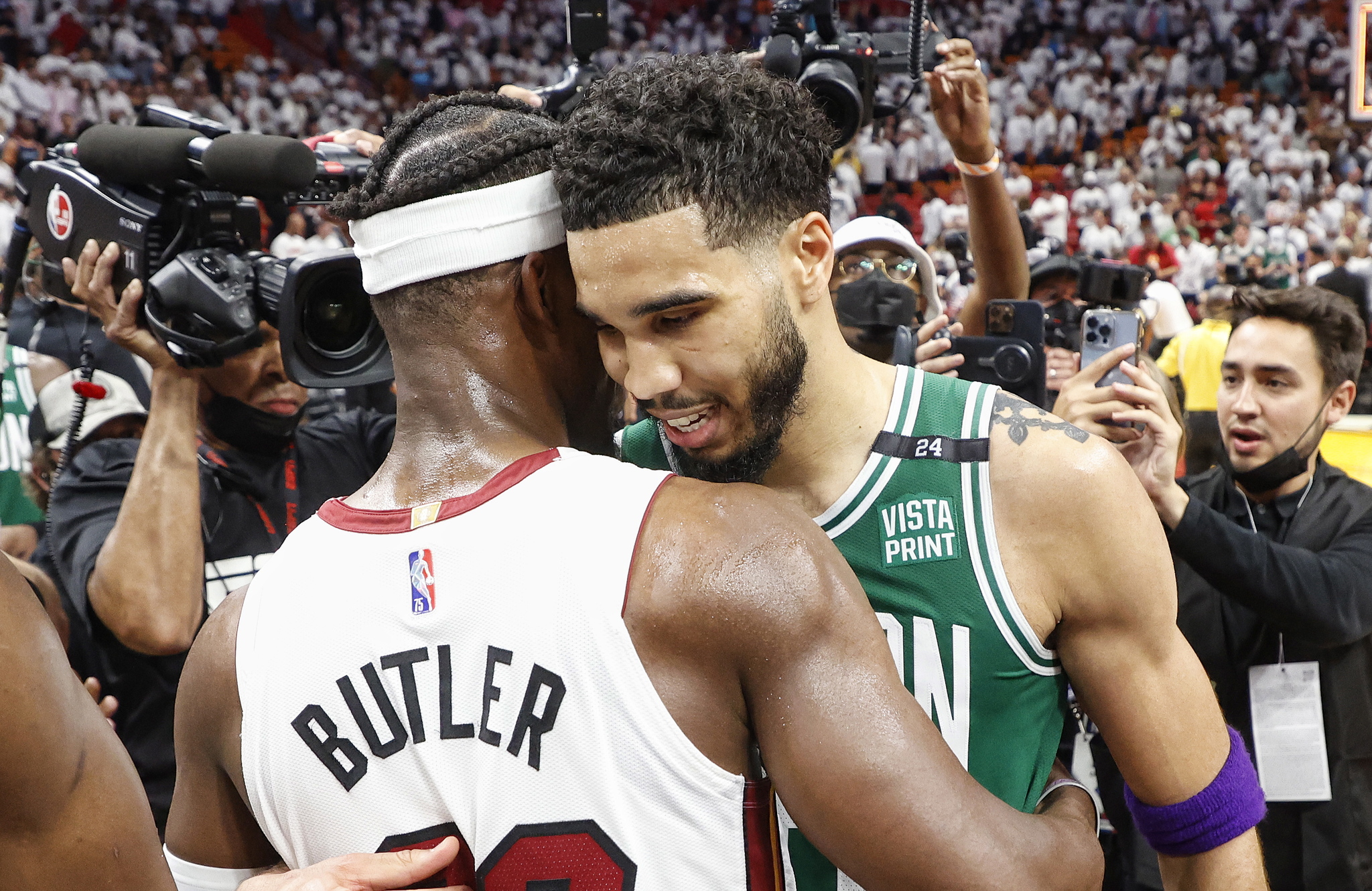 Boston Celtics forward and MVP Jayson Tatum and Miami Heat forward Jimmy Butler