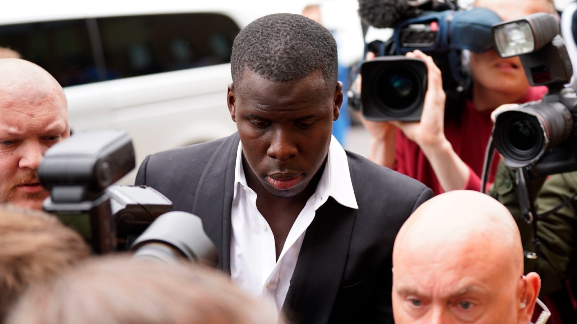 West Ham United player Kurt Zouma arrives at Thames Magistrates' Court in London.