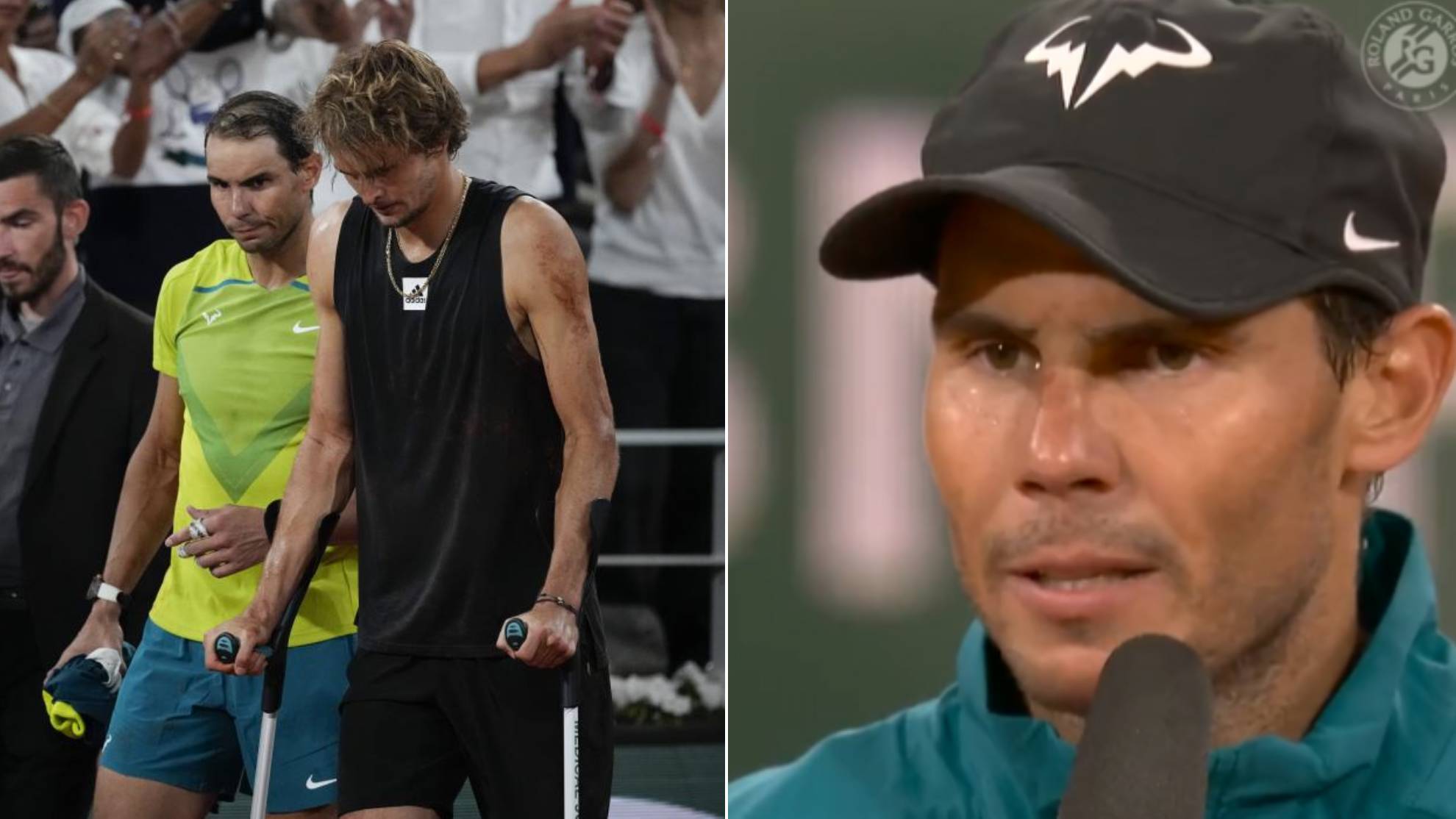 Las bonitas palabras de Nadal hacia Zverev tras abandonar las semifinales de Roland Garros