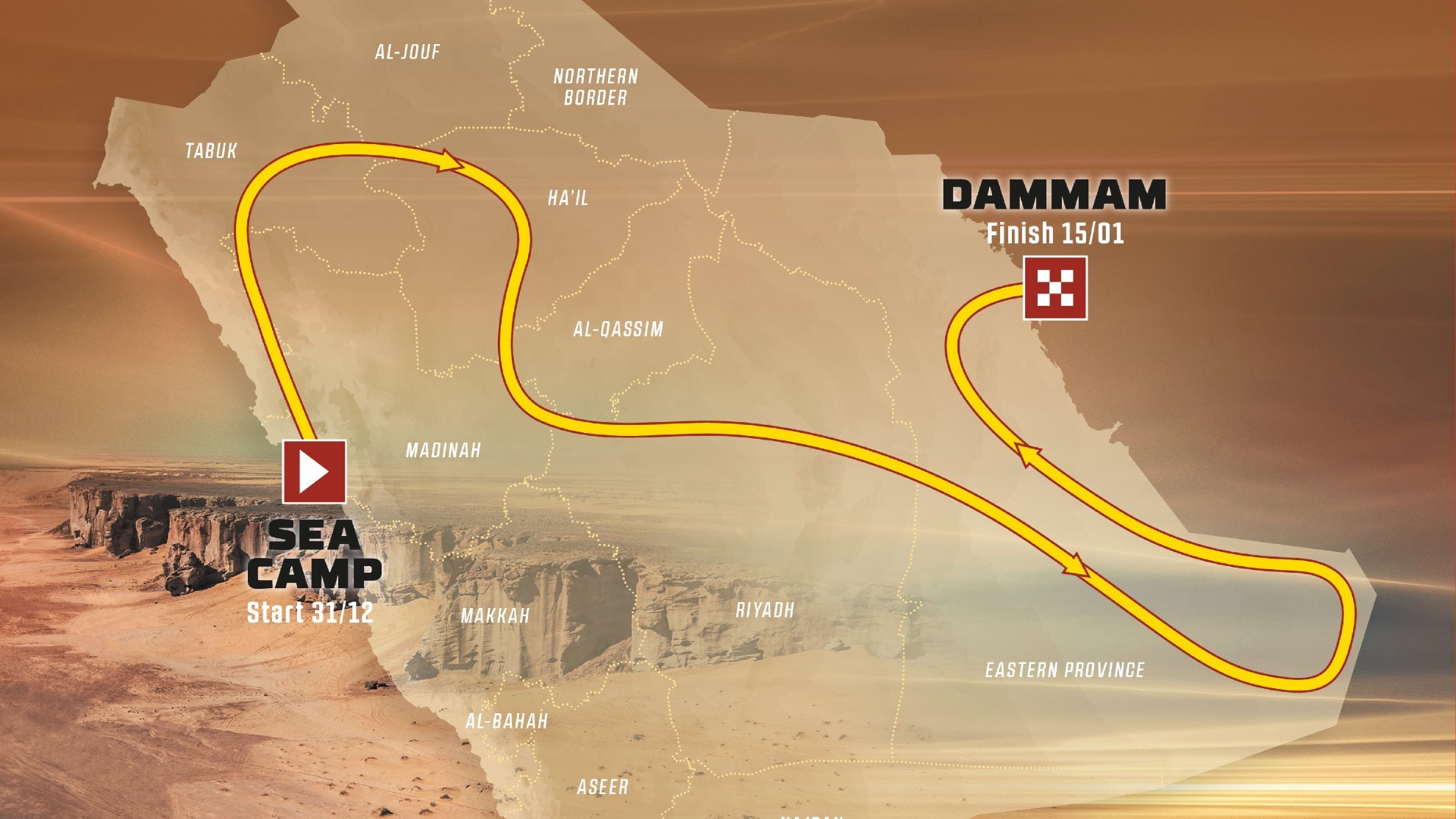 Dakar 2023 - fechas - recorrido - mapa - Arabia Saudi - Dammam