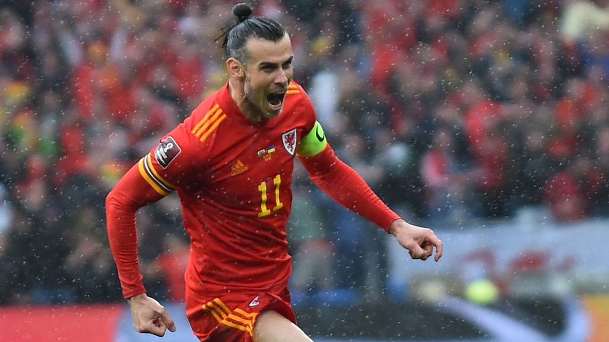 Bale celebra el 1-0 de Gales a Ucrania.