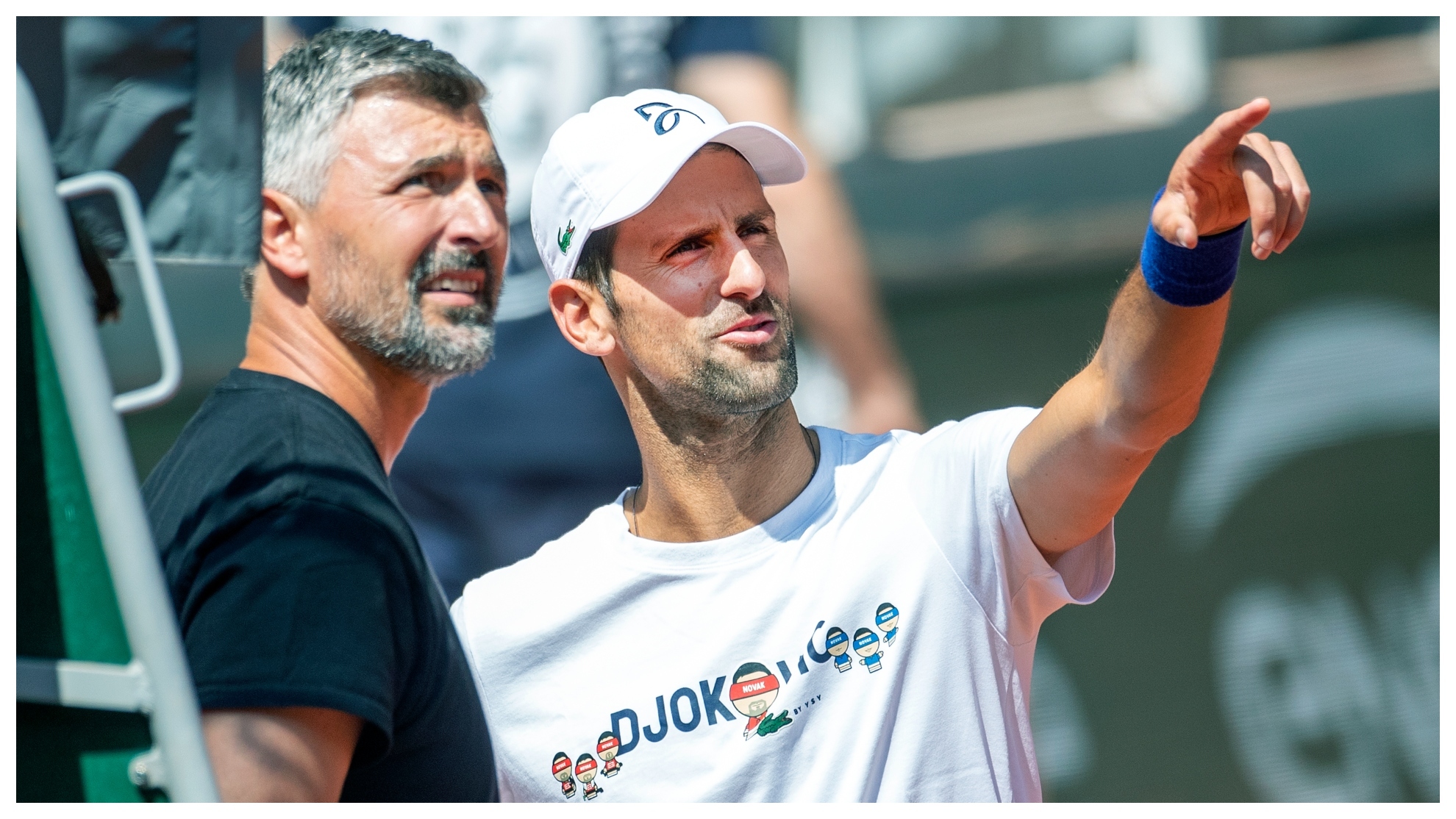 Goran Ivanisevic y Novak Djokovic durante un entrenamiento en Roland Garros.