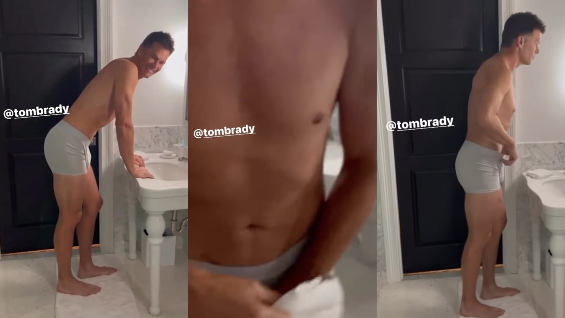 Gisele Bundchen films Tom Brady in the bathroom using his underwear only! | Marca