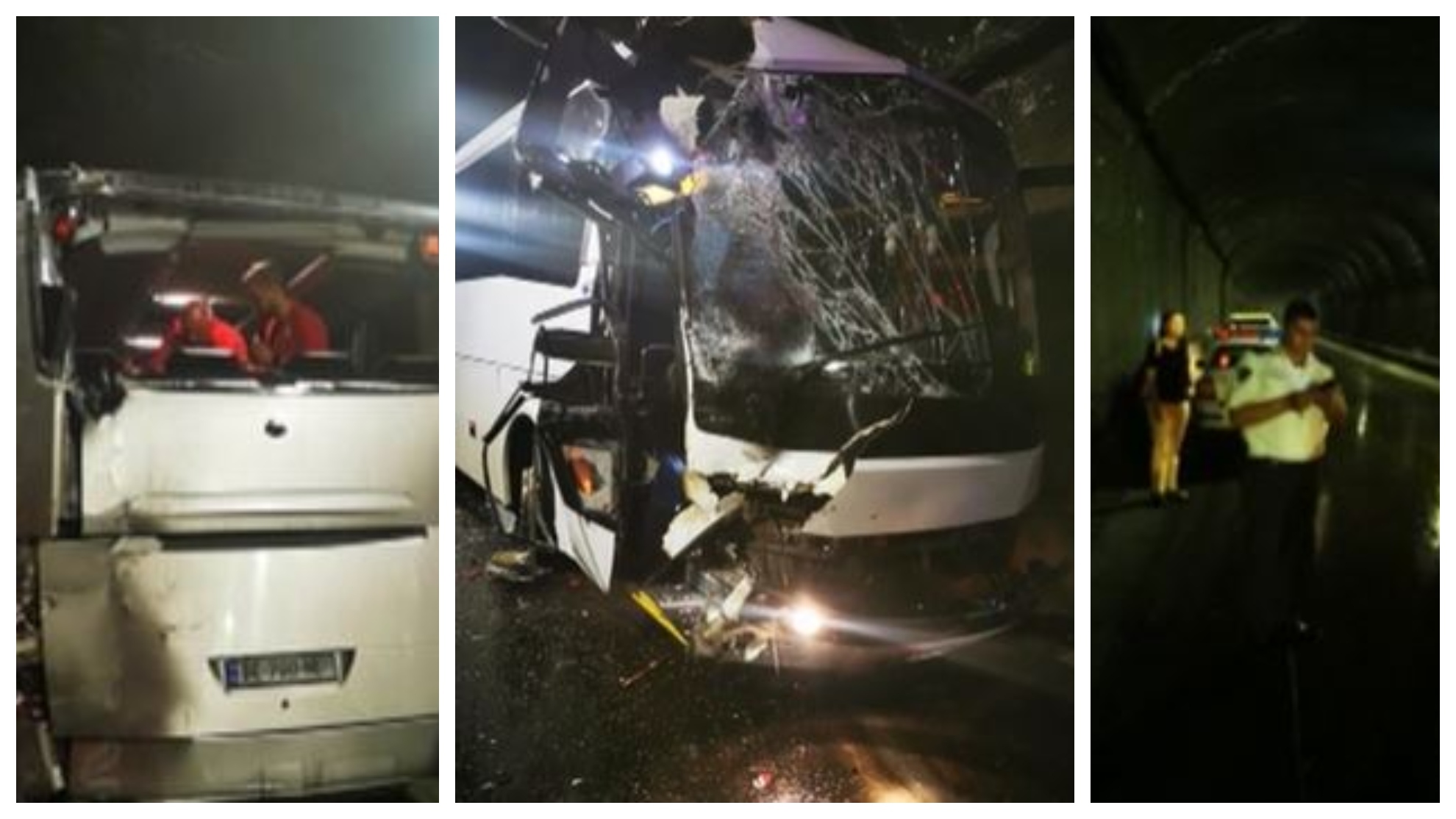 Un montaje con varias imágenes del accidente de autobús la selección de Bulgaria.