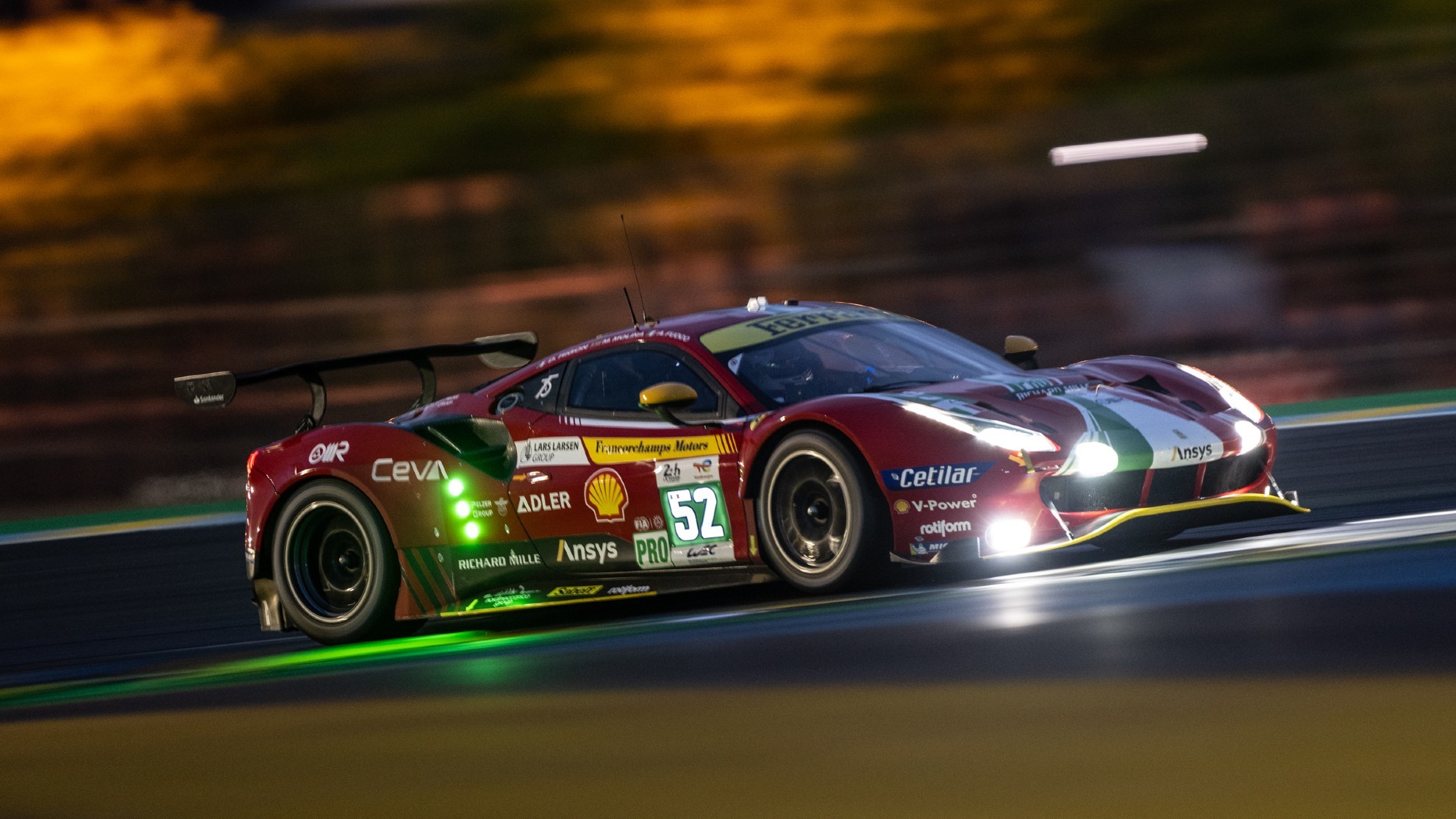 24 Horas de Le Mans 2022 - noche - amanecer - Miguel Molina - Ferrari - GTE Pro