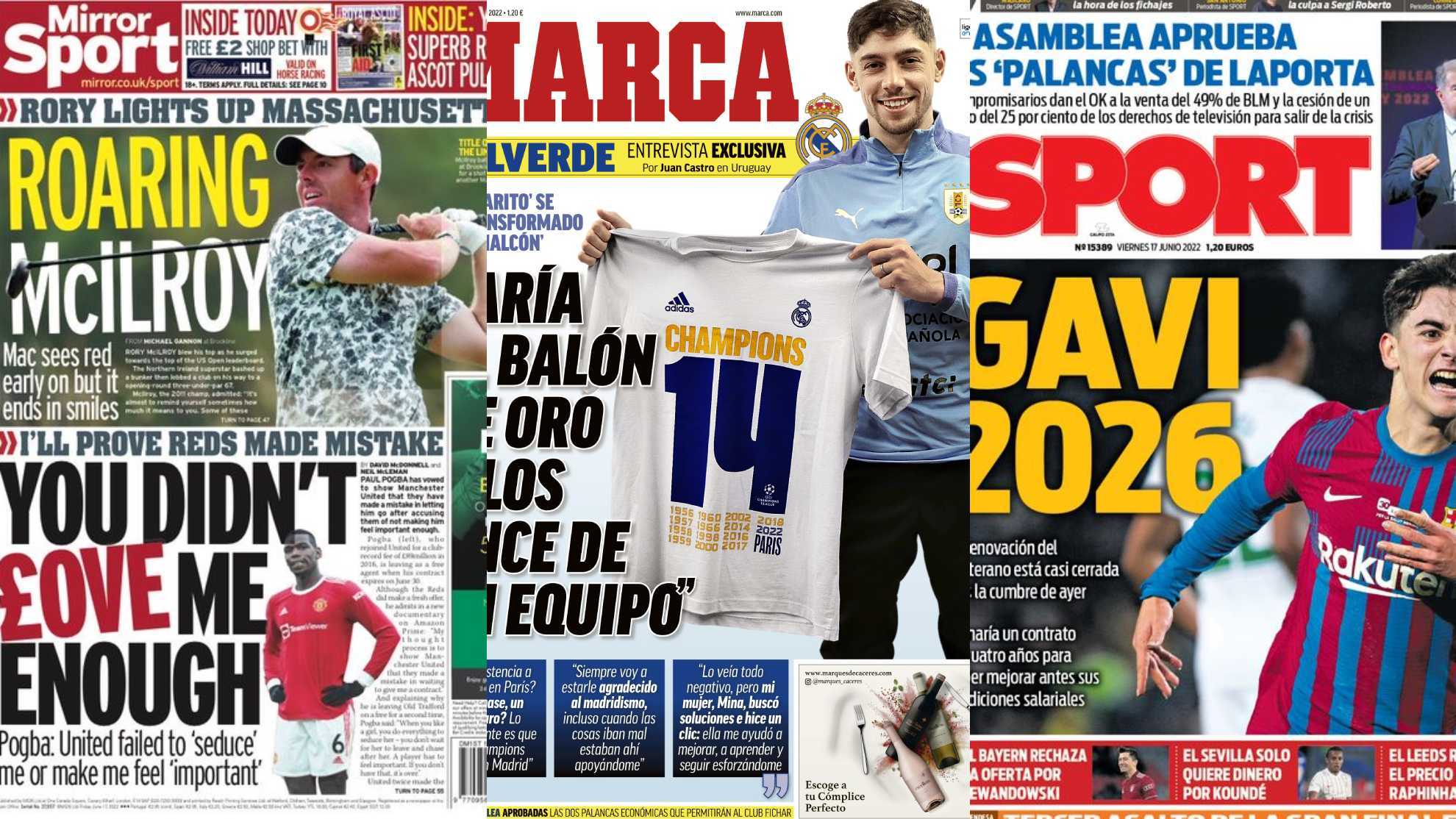 Las portadas del día: entrevista con Fede Valverde, la renovación de Gavi...
