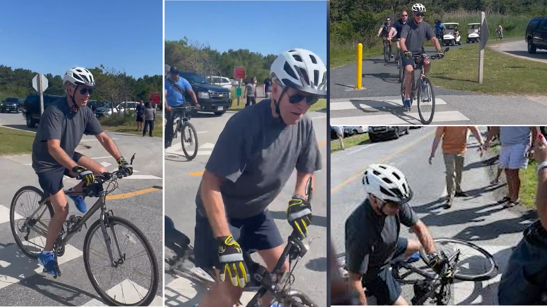 La caída viral de Joe Biden al bajarse de la bici, ¡pero Joe que eso es de principiantes!