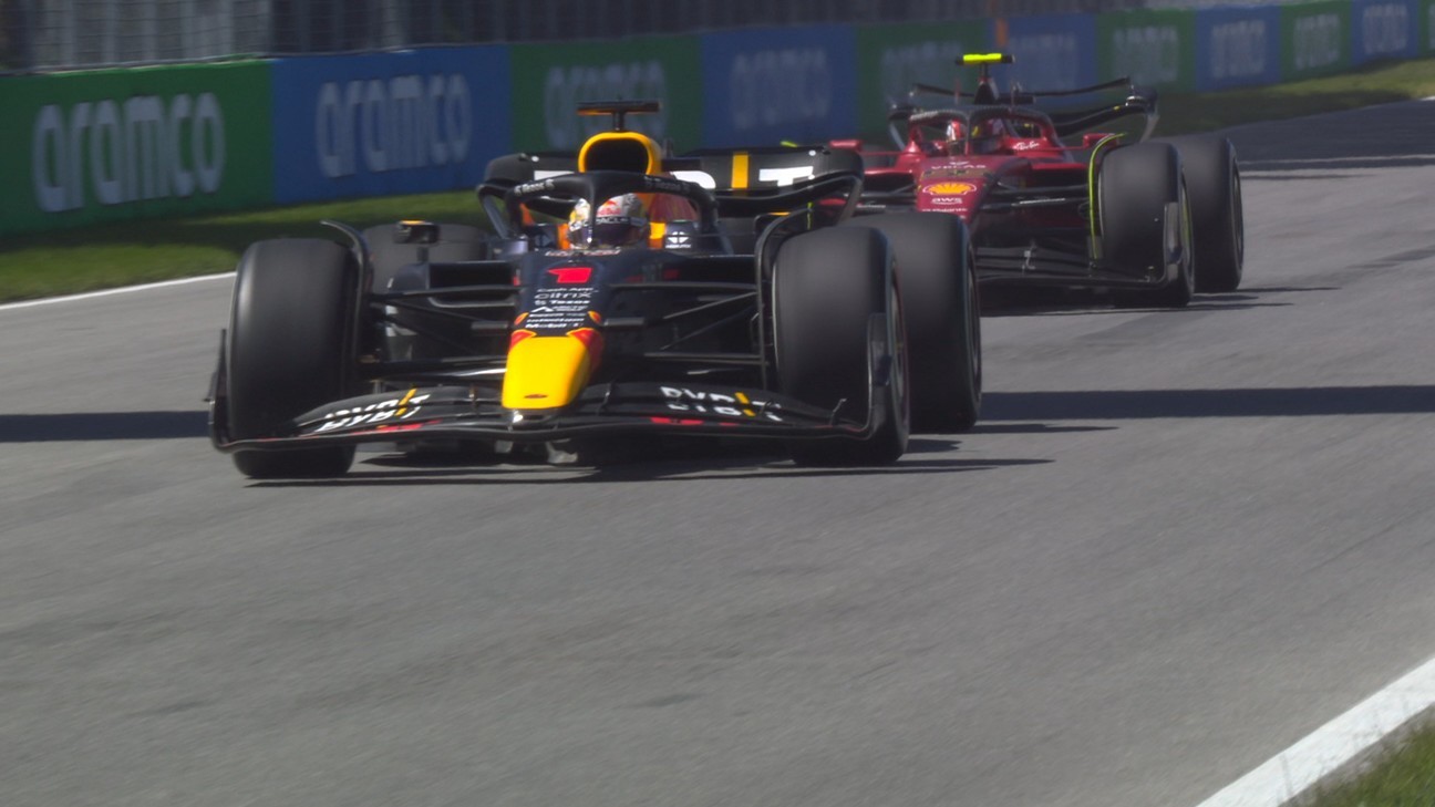 Sainz, tras Verstappen, en las última vueltas en Montreal.
