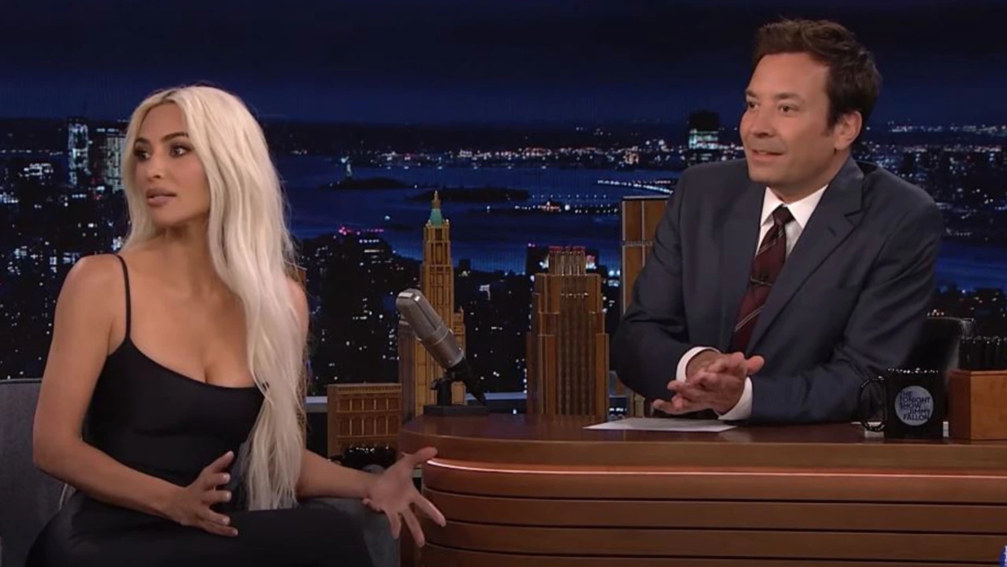 Kim Kardashian goes into mom mode mid-interview on The Tonight Show With Jimmy Fallon