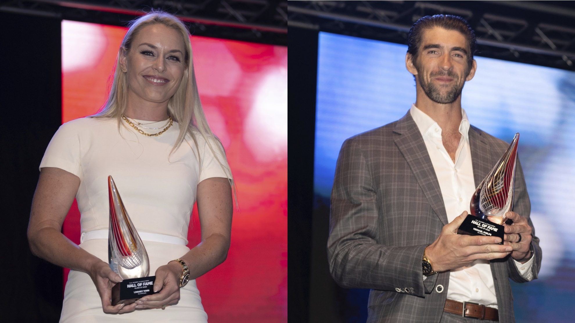 Lindsey Vonn and Michael Phelps inducted into the U.S. Olympic Hall of Fame.