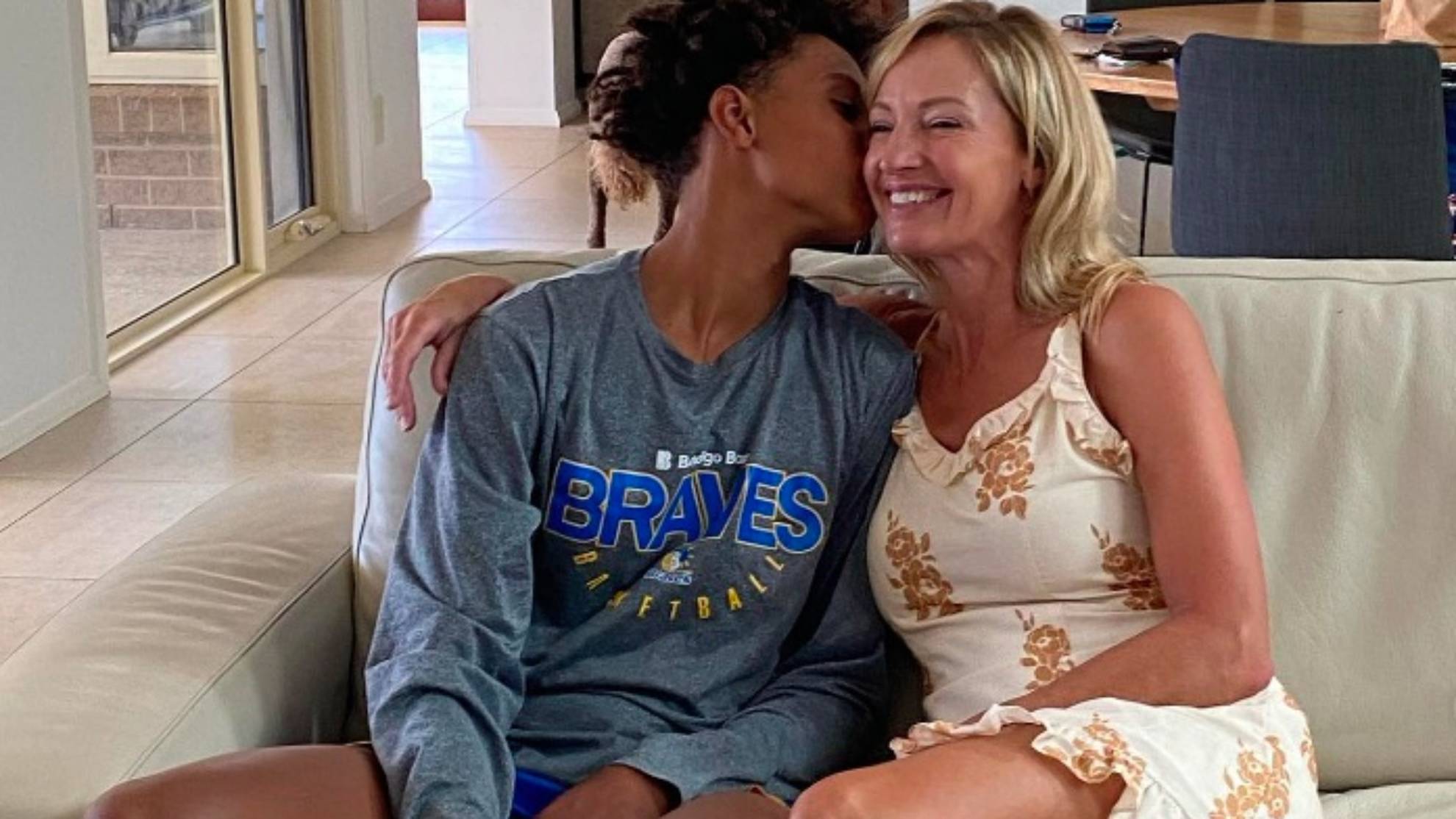 Dyson Daniels' mother goes viral because of her white dress