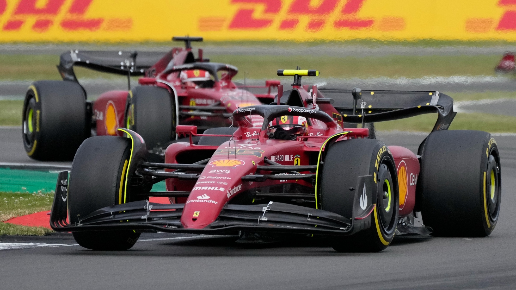 Sainz y Leclerc, durante el GP de Gran Bretaa.