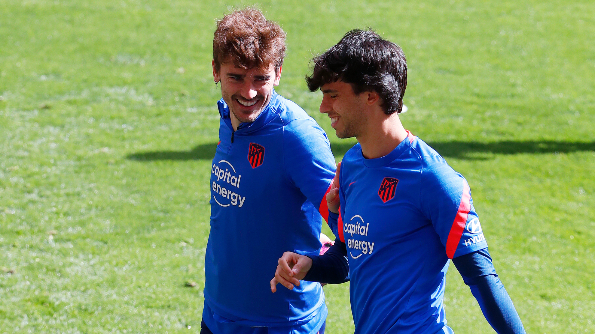 Griezmann y Joao Félix en un entrenamiento con el Atlético la temporada pasada.