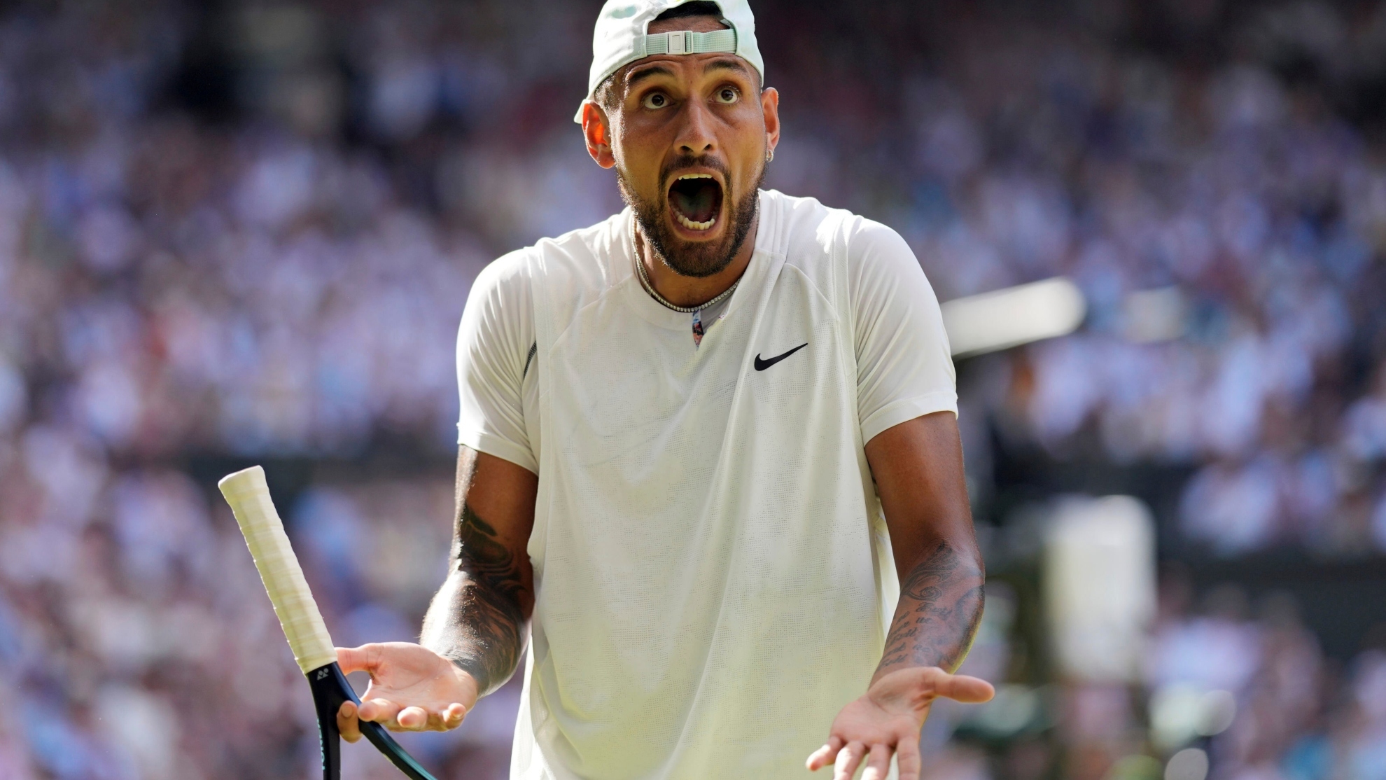 Nick Kyrgios en la final de Wimbledon ante Novak Djokovic.