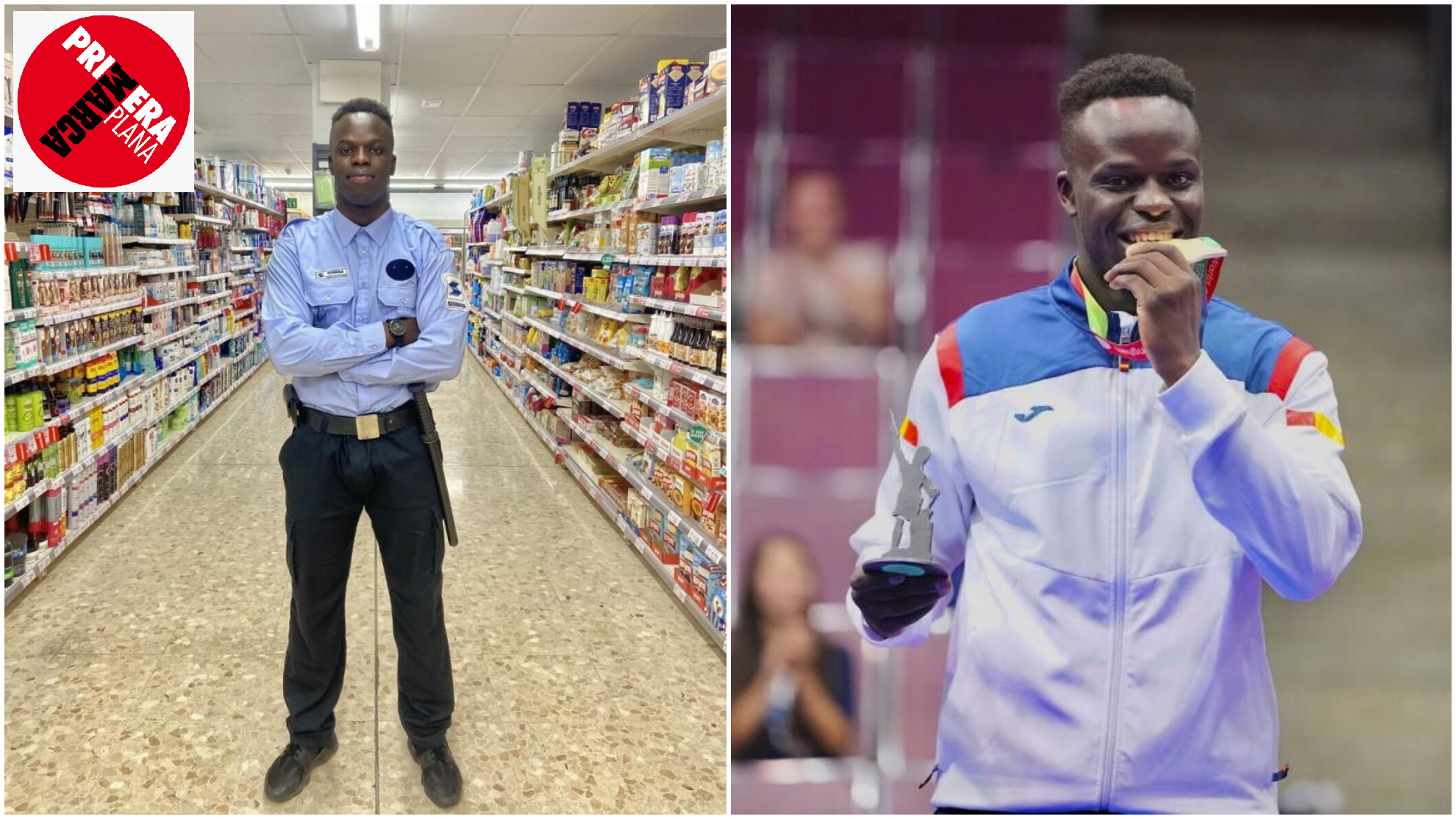 Babacar Seck, vigilante en un supermercado y con el oro en los Juegos Mundiales.