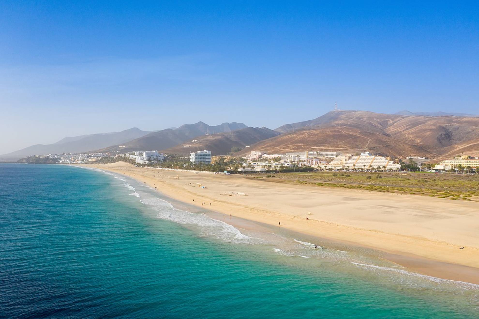 Imagen area de la playa del Matorral, en Fuerteventura.