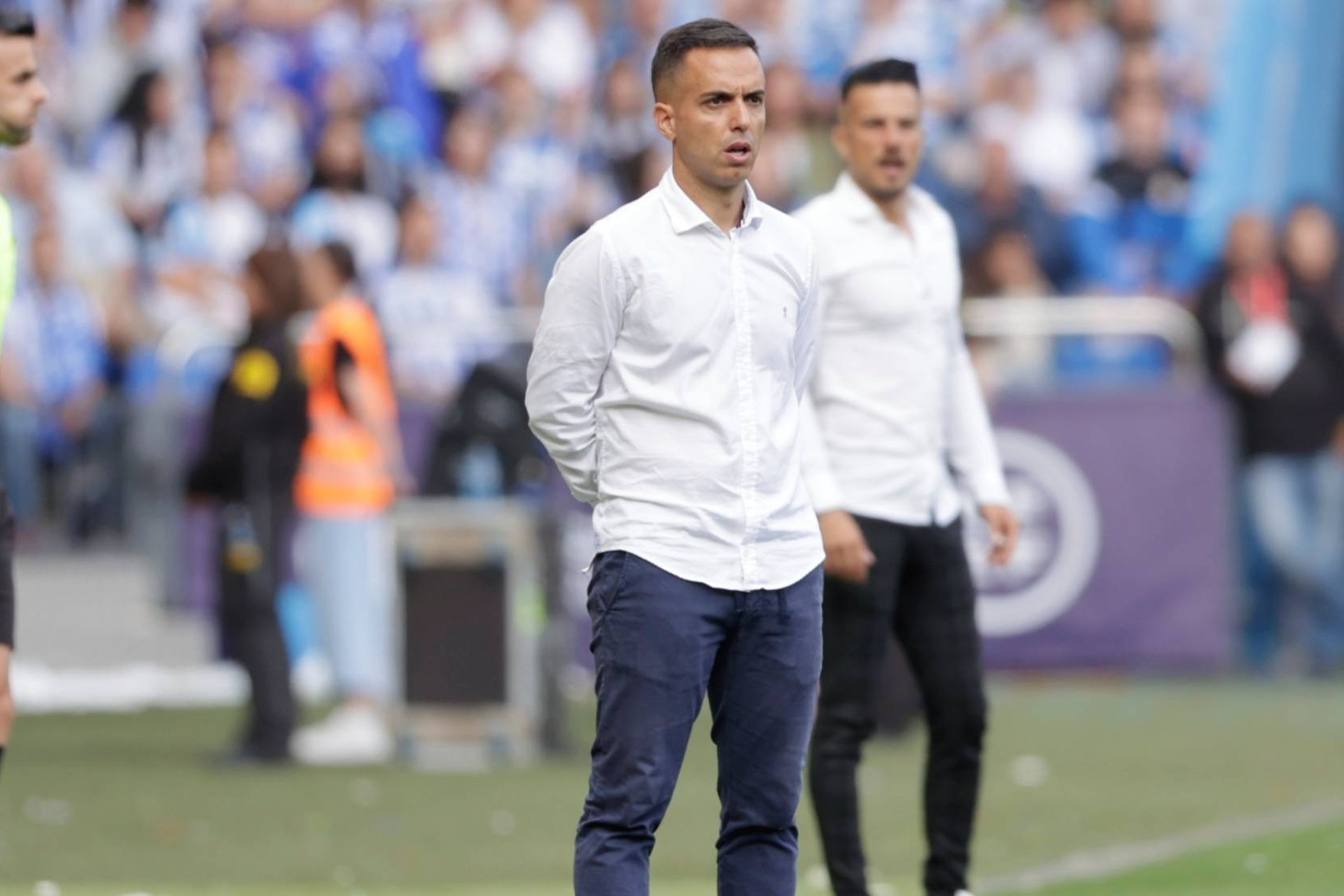 Borja Jiménez, entrenador del Deportivo, durante el partido ante el Albacete | EFE