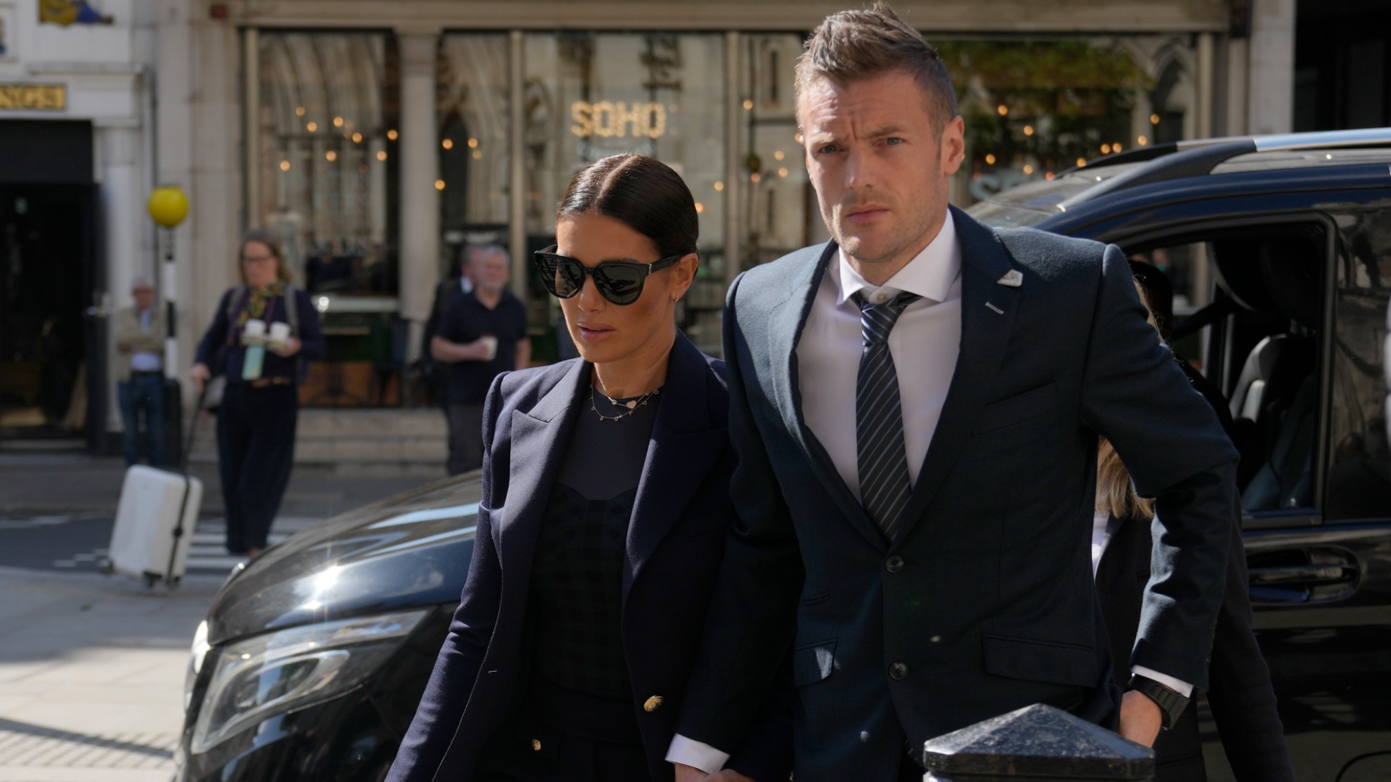 Leicester City and England soccer player Jamie Vardy, and his wife Rebekah Vardy.