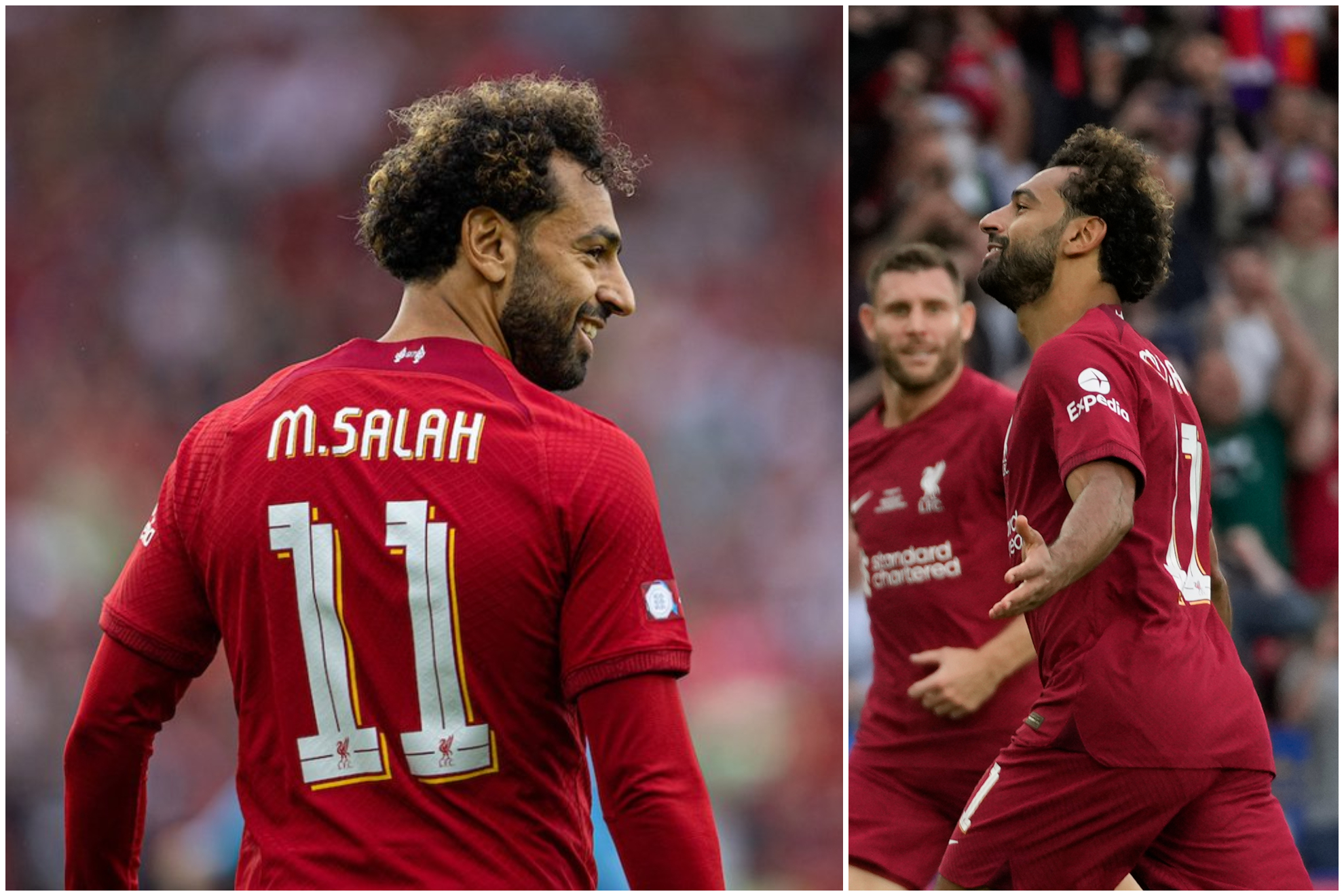 Mo Salah celebrates goal against Man City.