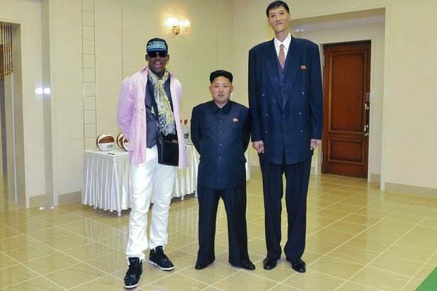 Dennis Rodman, Kim Jong-Un y Ri Myung-hun.