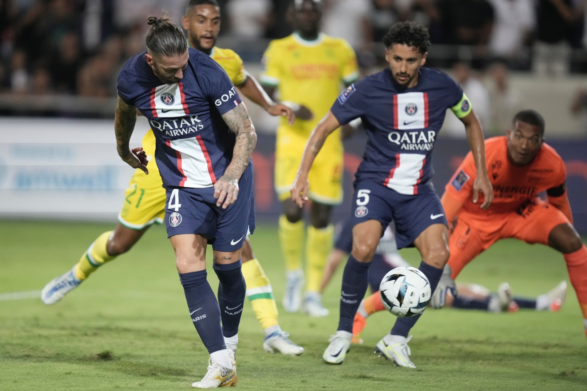 Sergio Ramos against Nantes in the Trophée des Champions