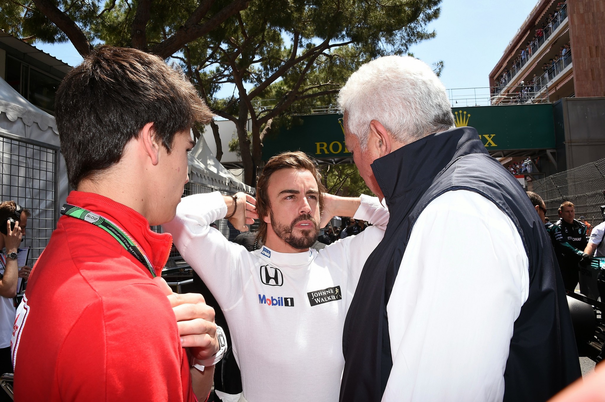 Fernando Alonso junto a Lawrence y Lance Stroll en Mónaco 2015 | RUBIO