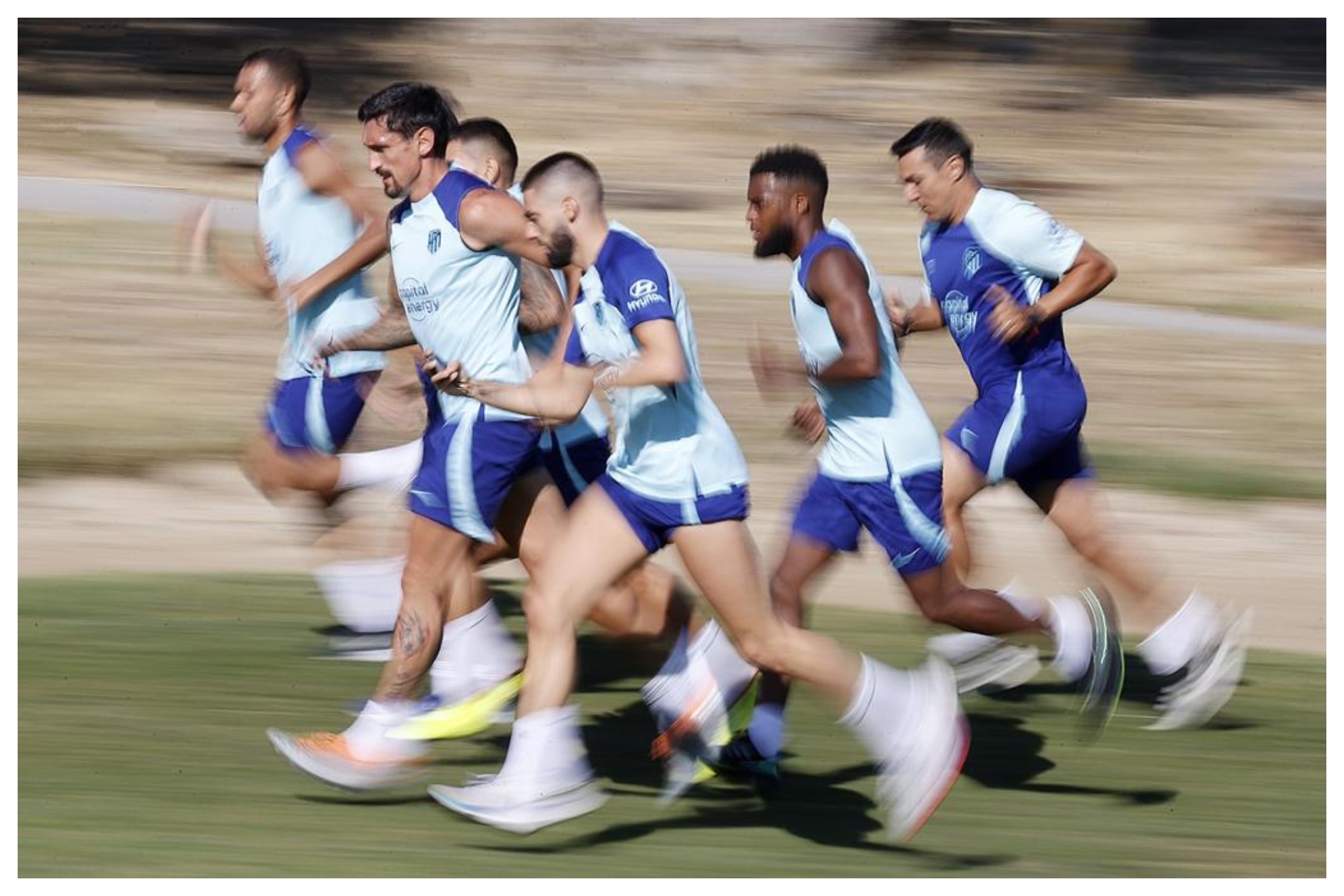 Jugadores del Atlético en un entrenamiento de pretemporada / Ángel Rivero