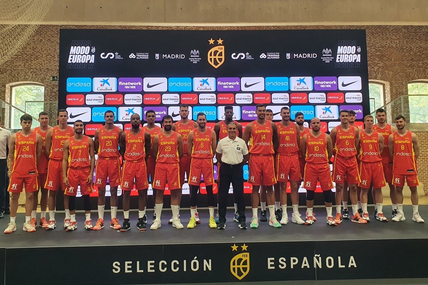 La selección española de baloncesto, durante su presentación de cara al Eurobasket.