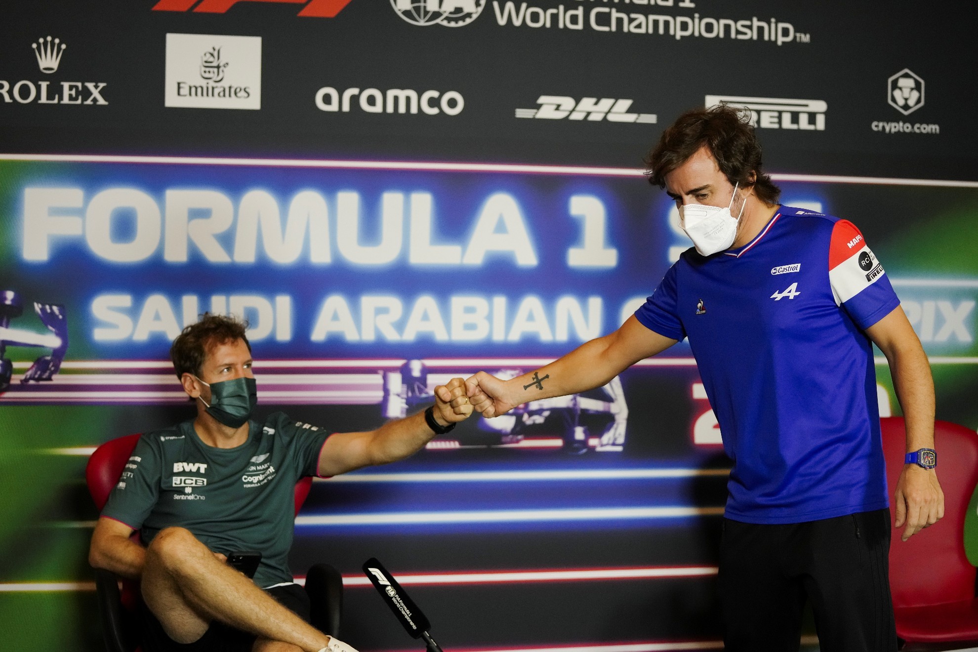 Sebastian Vettel y Fernando en rueda de prensa | Hassan Ammar EFE