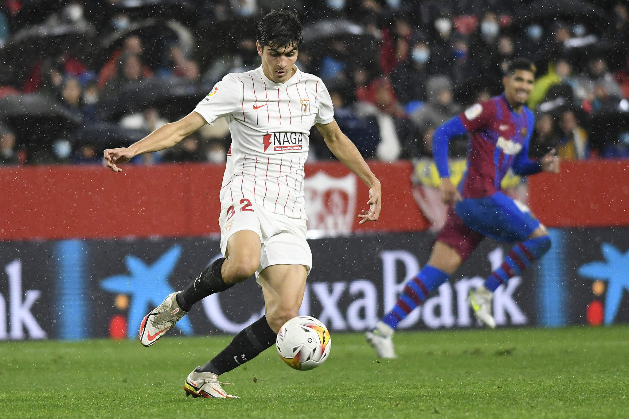 Juanlu Sánchez, en su debut en LaLiga Santander ante el FC Barcelona./SEVILLA FC