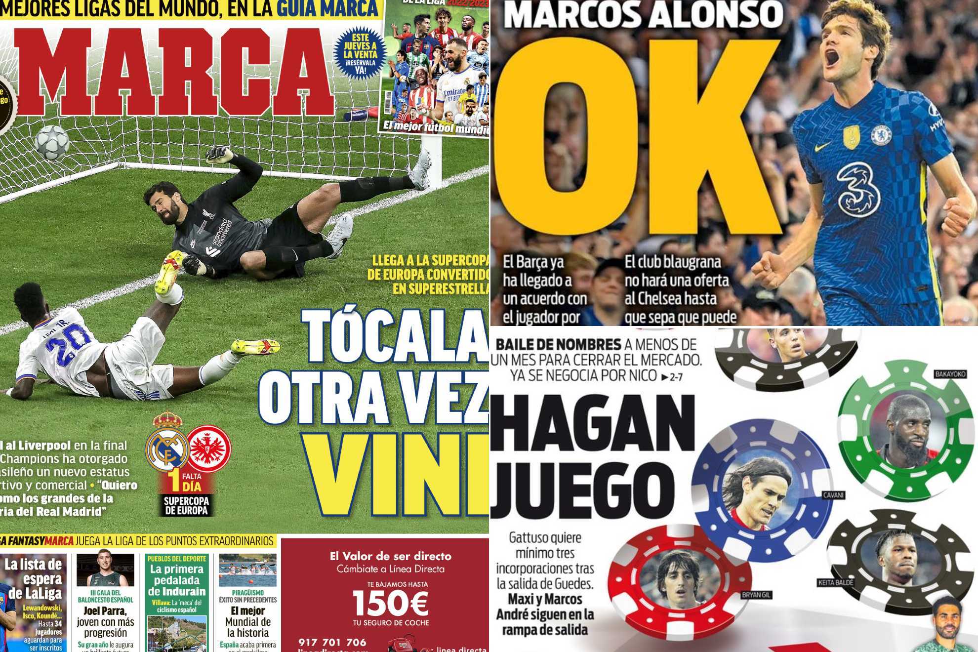 Las portadas: 'Tócala otra vez, Vini', baile de nombres en el Valencia...