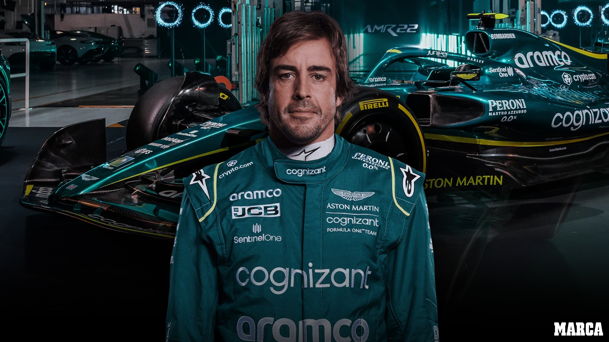 Montaje de cómo se verá a Alonso vestido de verde | MARCA