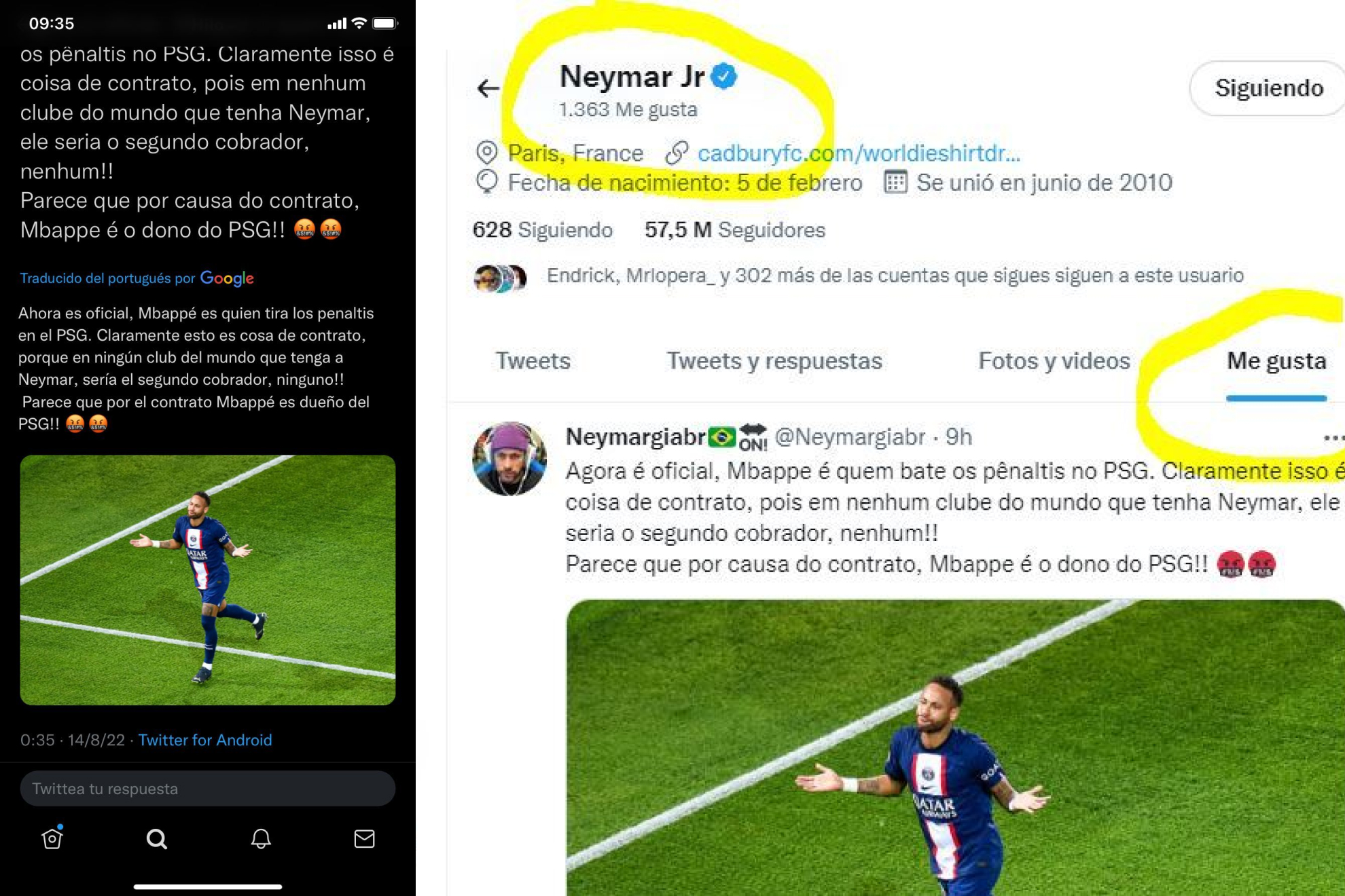 Los polmicos 'likes' de Neymar que critican a Mbapp