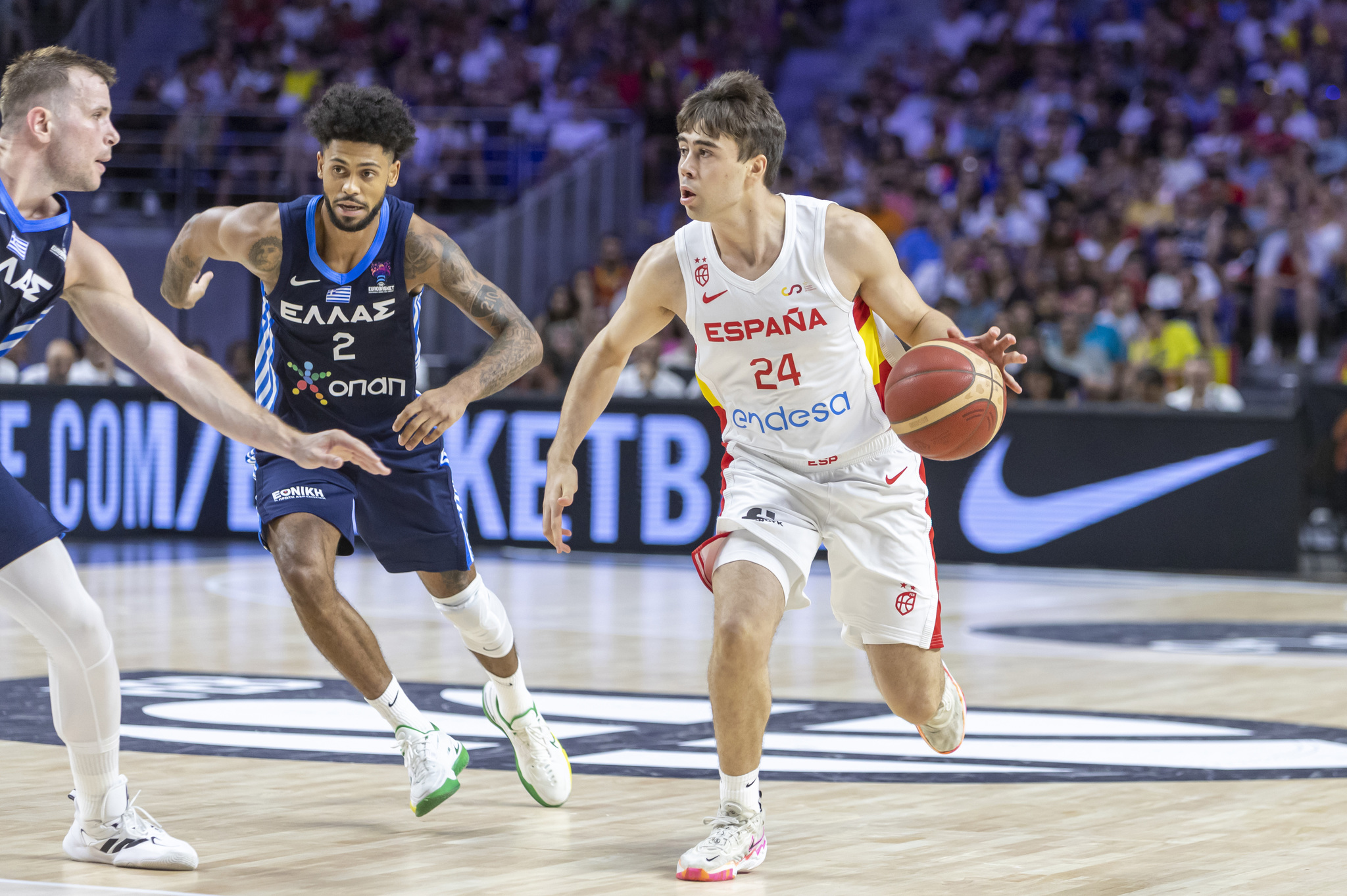 Partido de preparación del Eurobasket entre España y Grecia en el WiZink Center