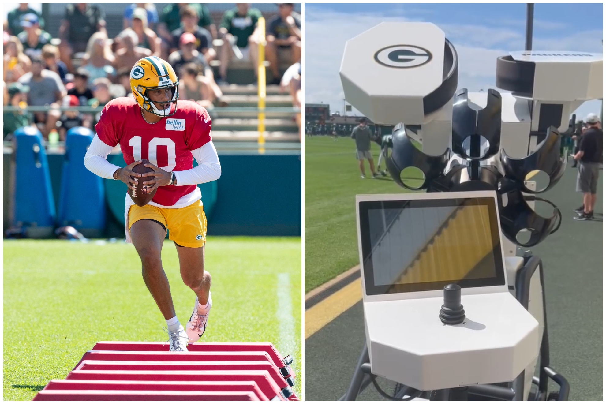 Los Packers prueban con su nueva máquina para lanzar pases. AP