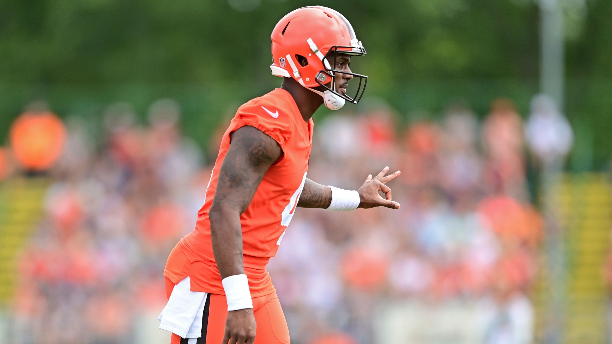Deshaun Watson during pre-season camp with the Cleveland Browns